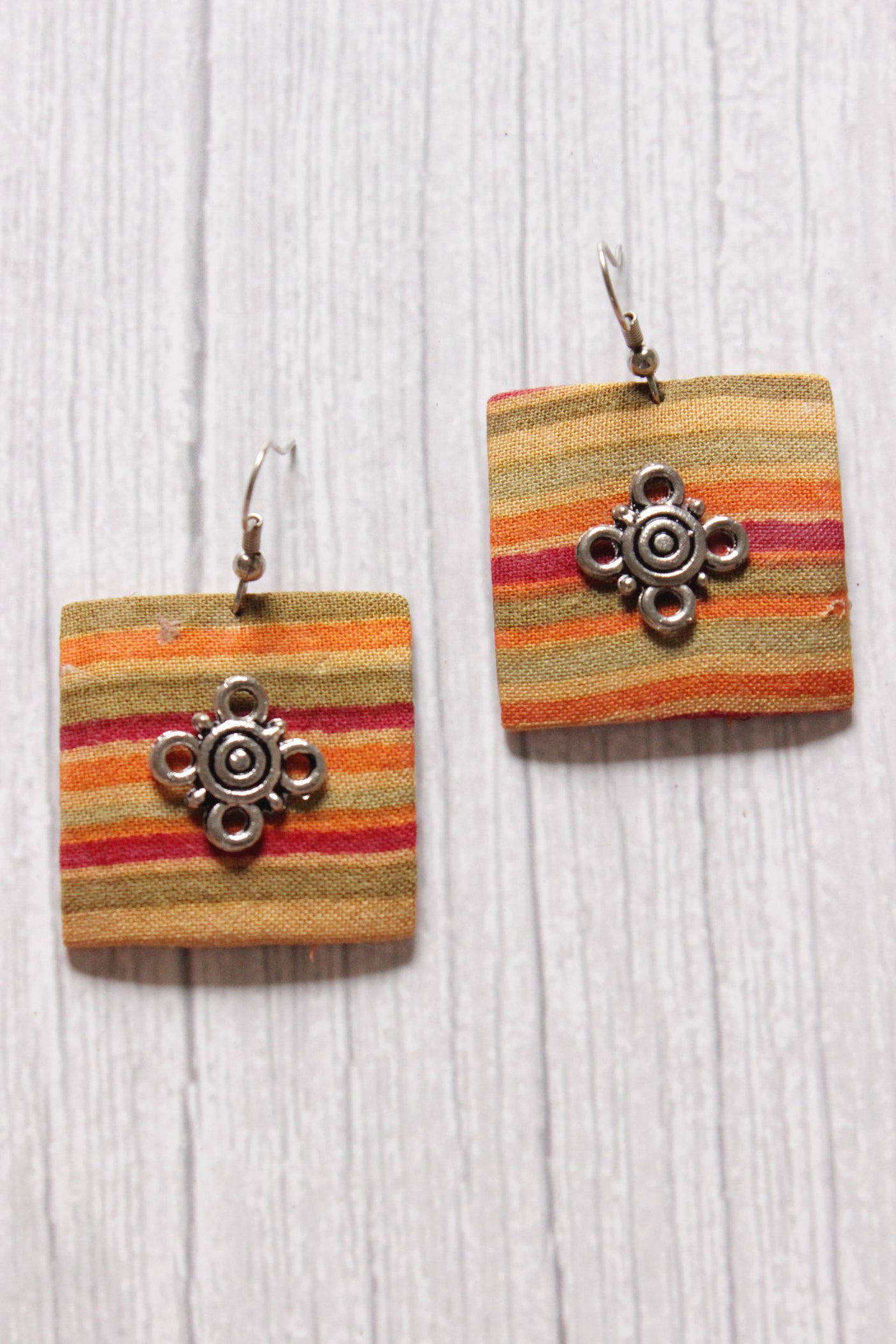 Hand Braided Multi-Color Threads Silver Finish Metal Charms Choker Necklace Set