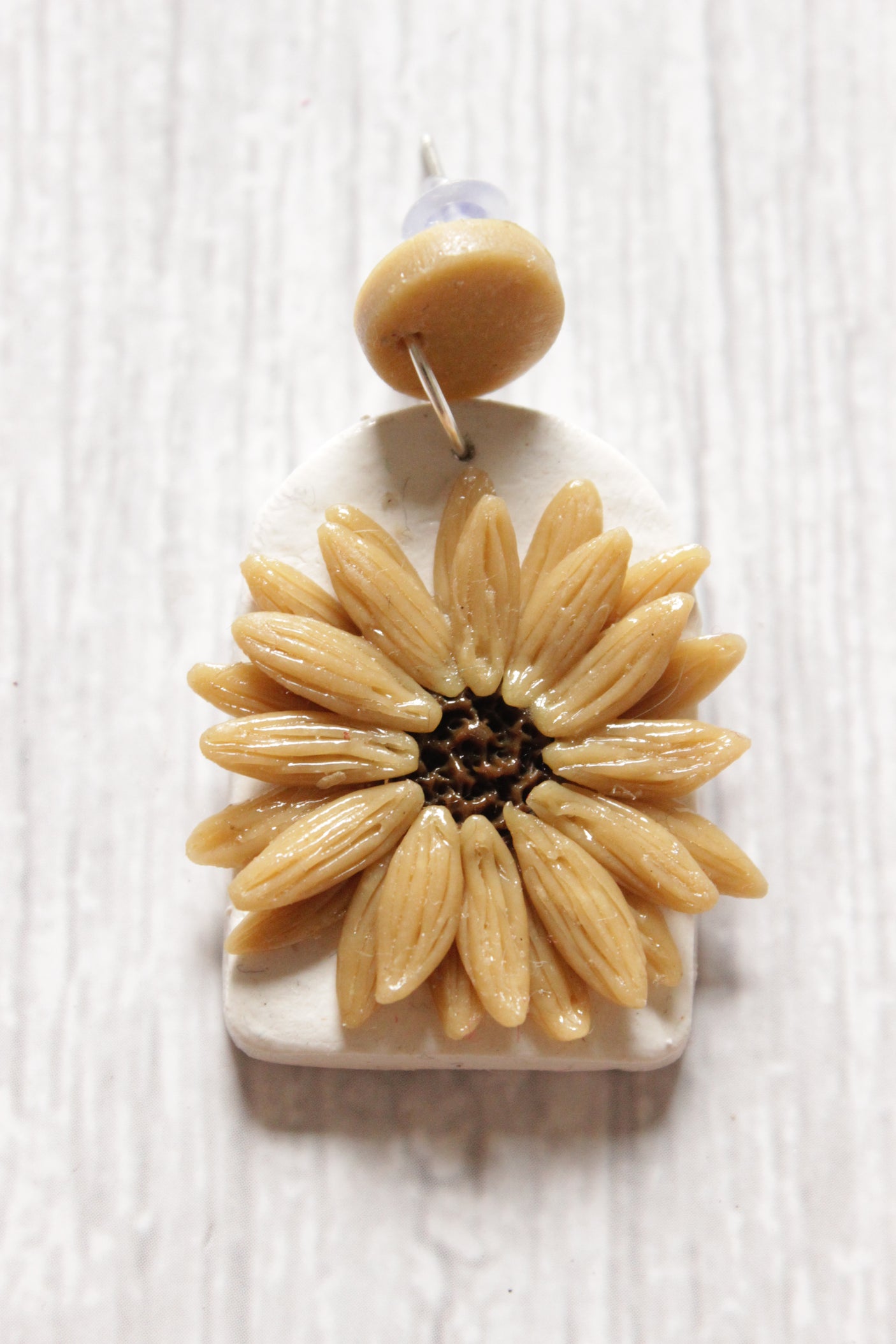 Handcrafted Sunflower Polymer Clay Dangler Earrings