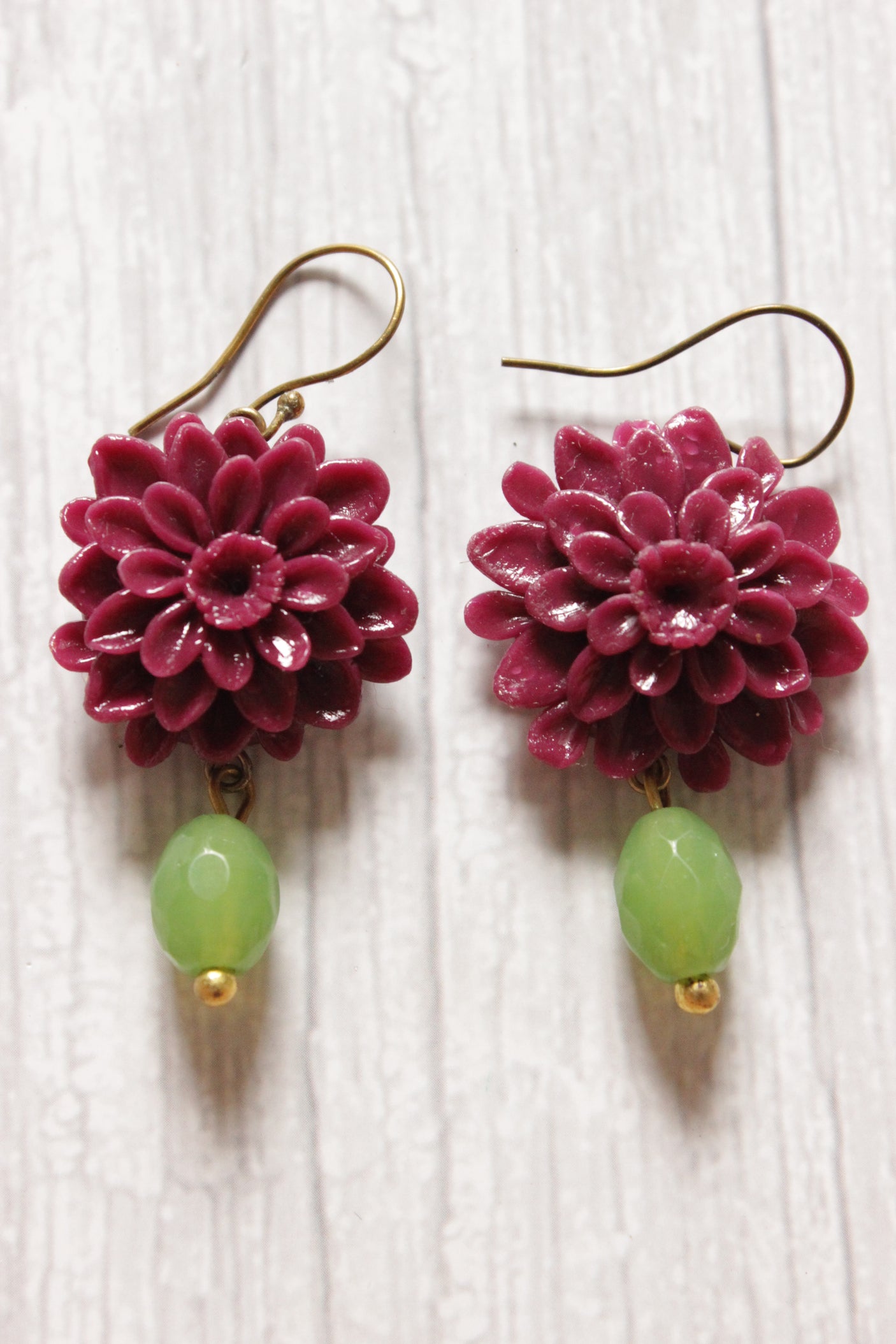 Vibrant Handcrafted Orchid Flower Motif Polymer Clay Drop Earrings