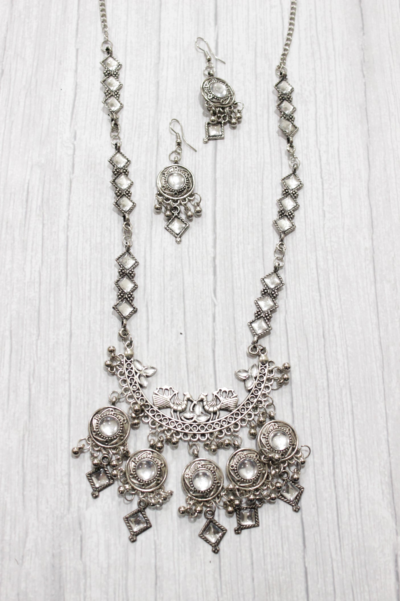 Mirror Work Long Necklace Set