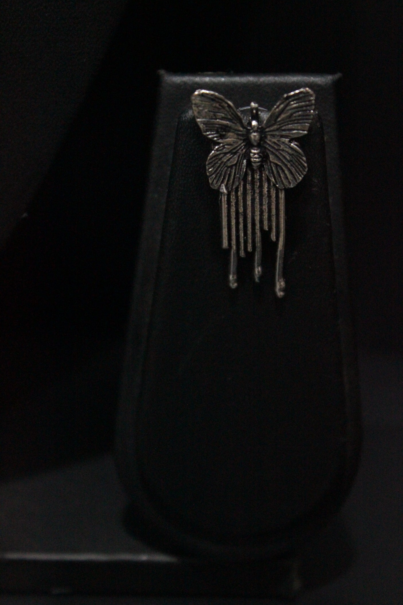 Butterfly Motif Silver Finish Elegant Long Necklace Set