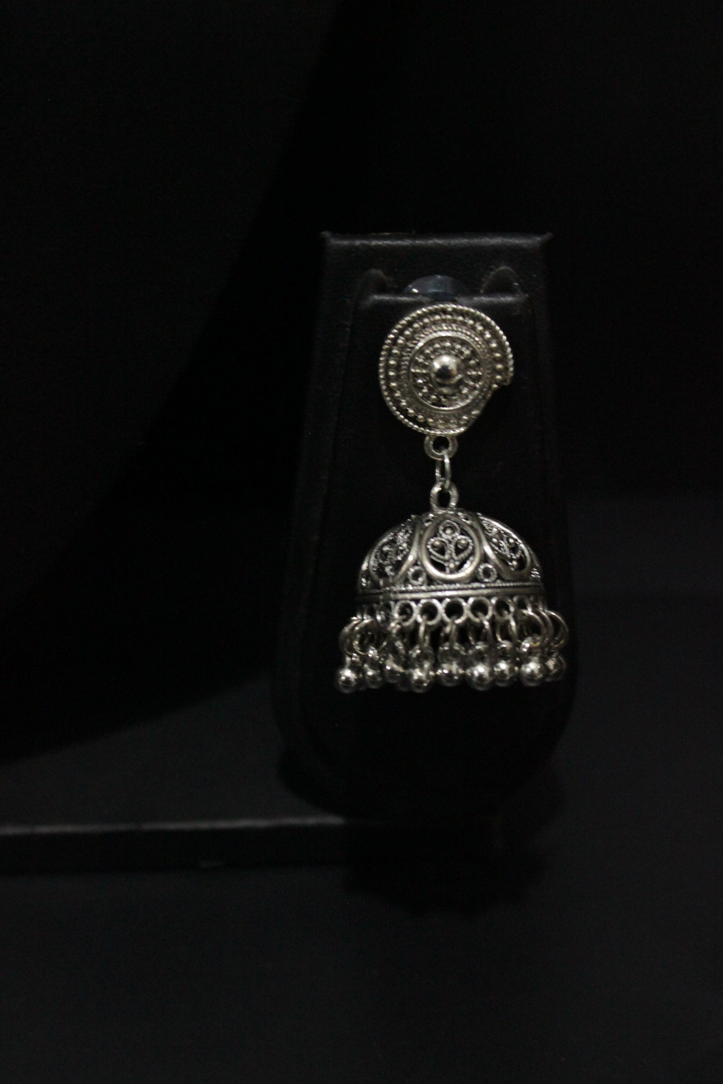 Oxidised Finish Choker Necklace Set Accentuated with Jhumkas