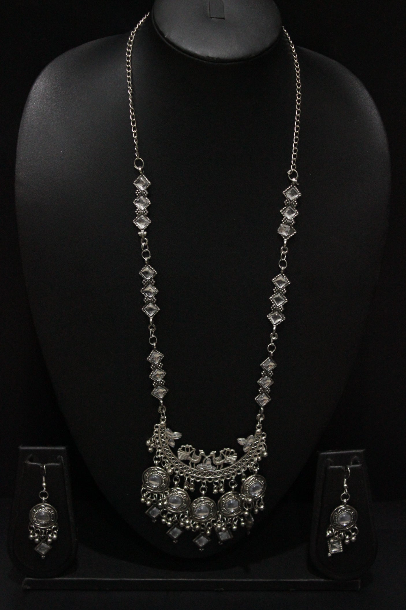 Mirror Work Long Necklace Set