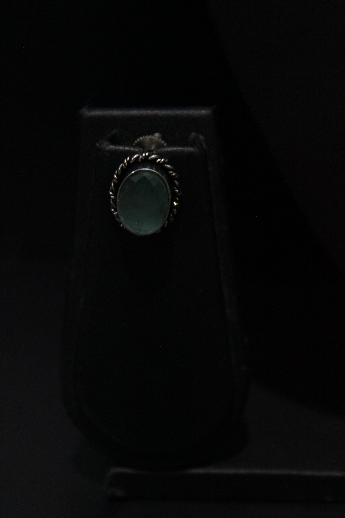 Set of 2 - Sea Blue Transparent Natural Stone Embedded Necklace Set in Silver Finish with Ring