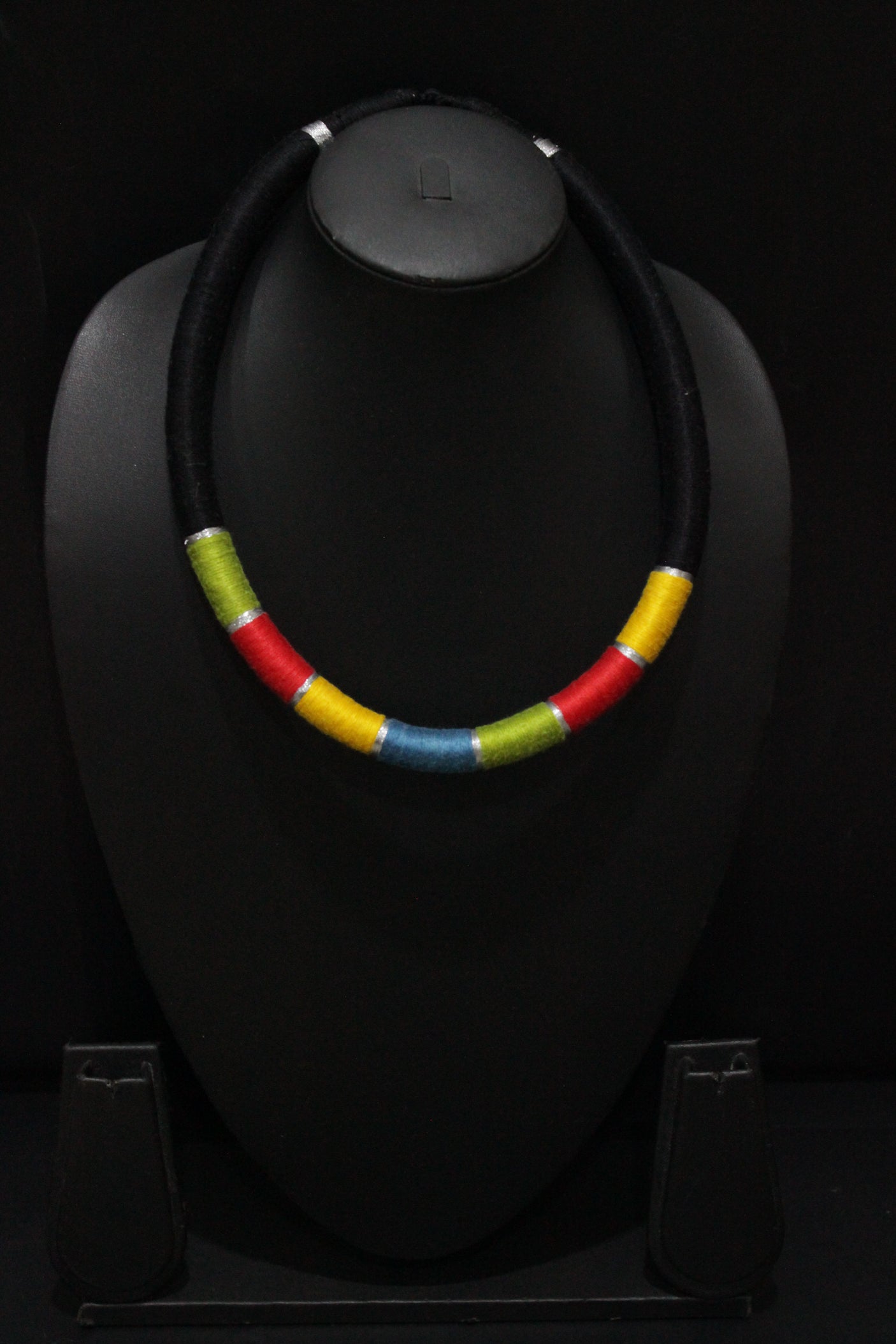 Multi-Color Choker Necklace Handcrafted with Fabric Threads