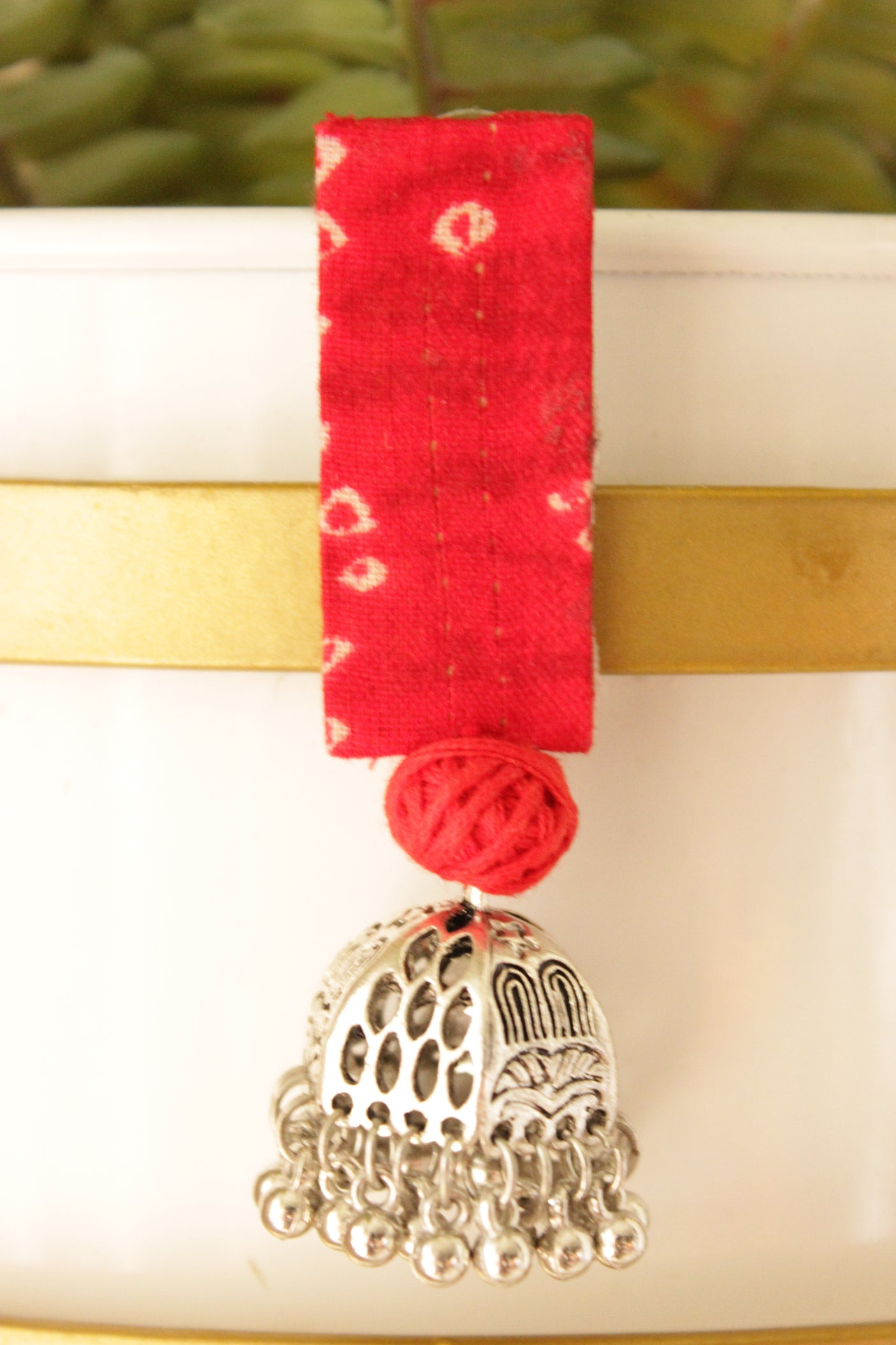 Tie & Dye Fabric Fuchsia Long Dangler Jhumka Earrings