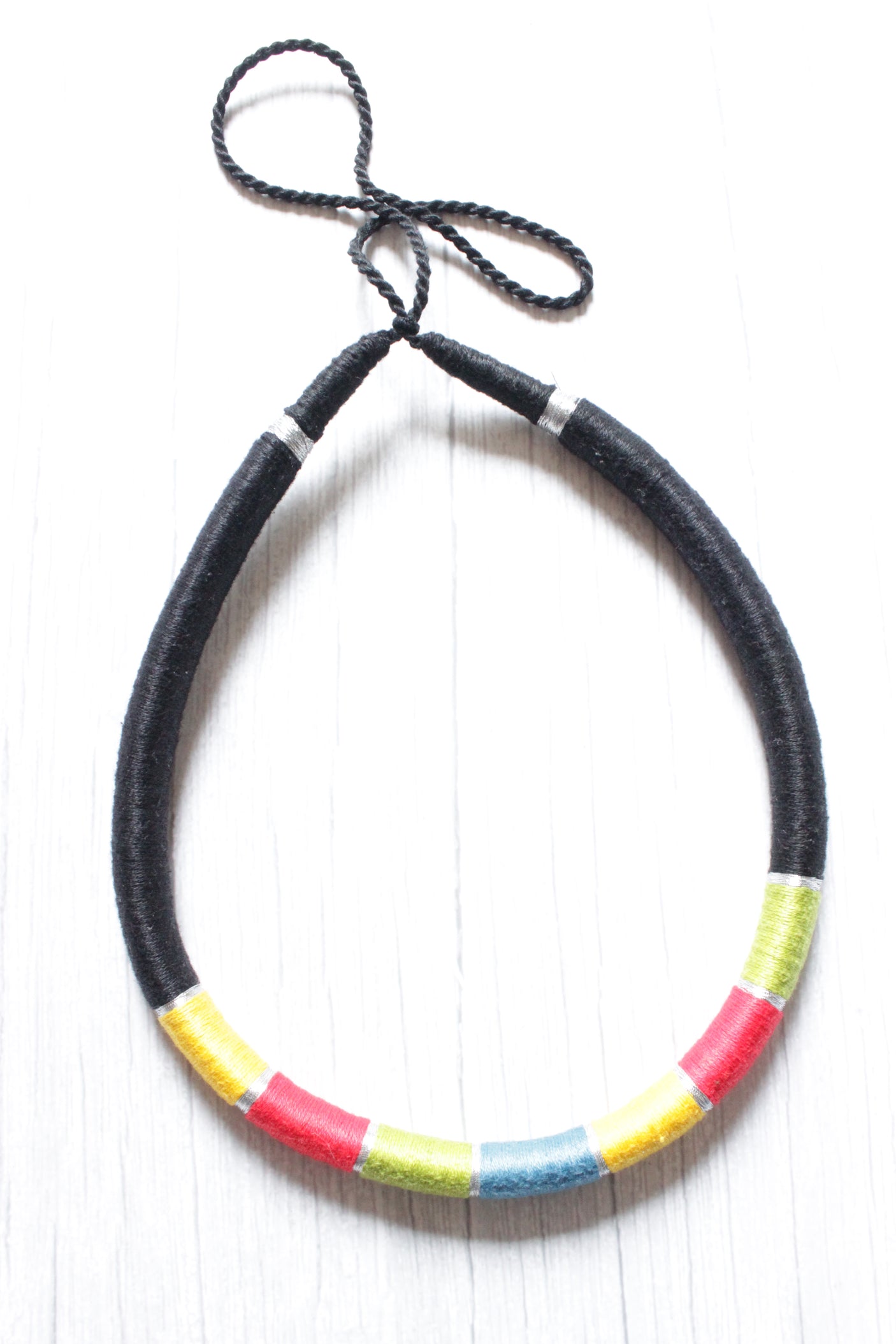 Multi-Color Choker Necklace Handcrafted with Fabric Threads