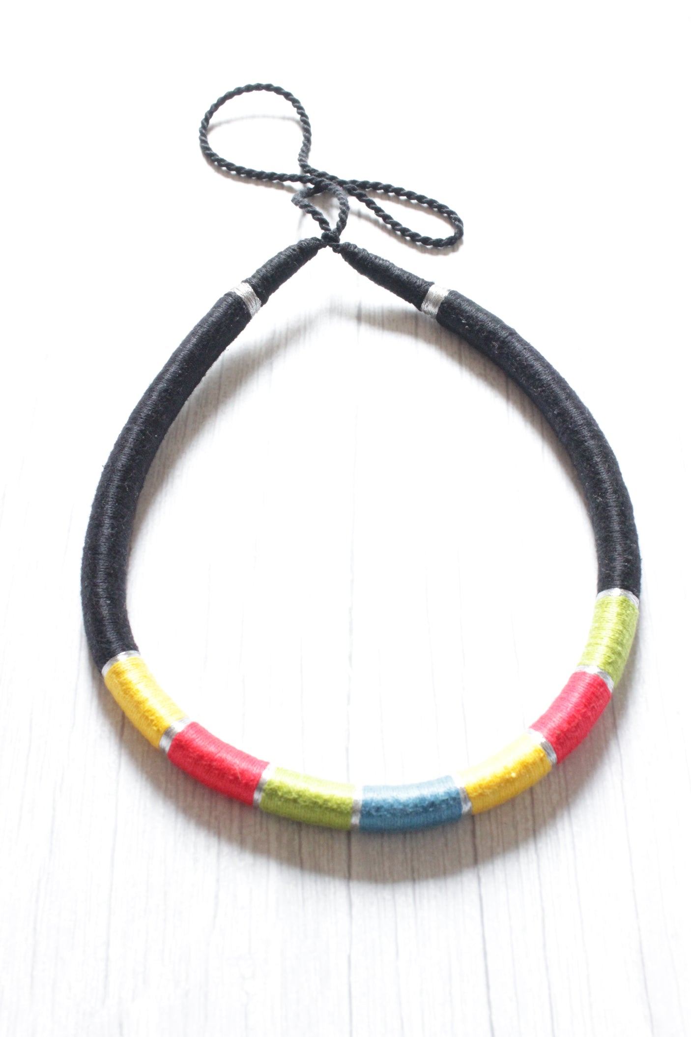 Multi-Color Choker Necklace Handcrafted with Fabric Threads