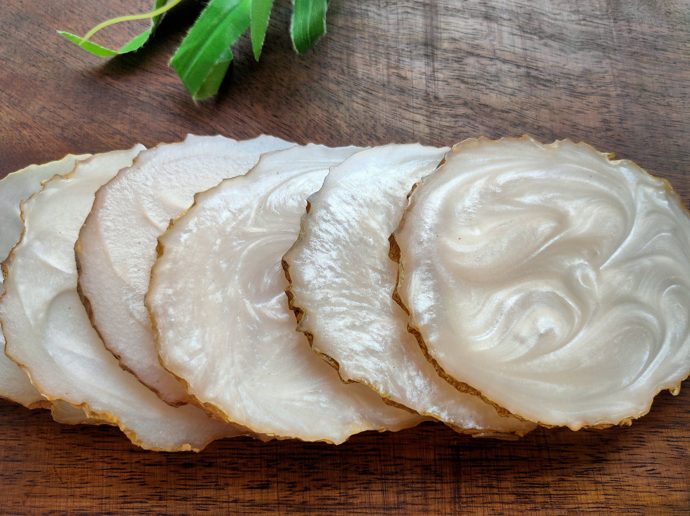 Ivory Coasters with Gold Detailing (Set of 6)