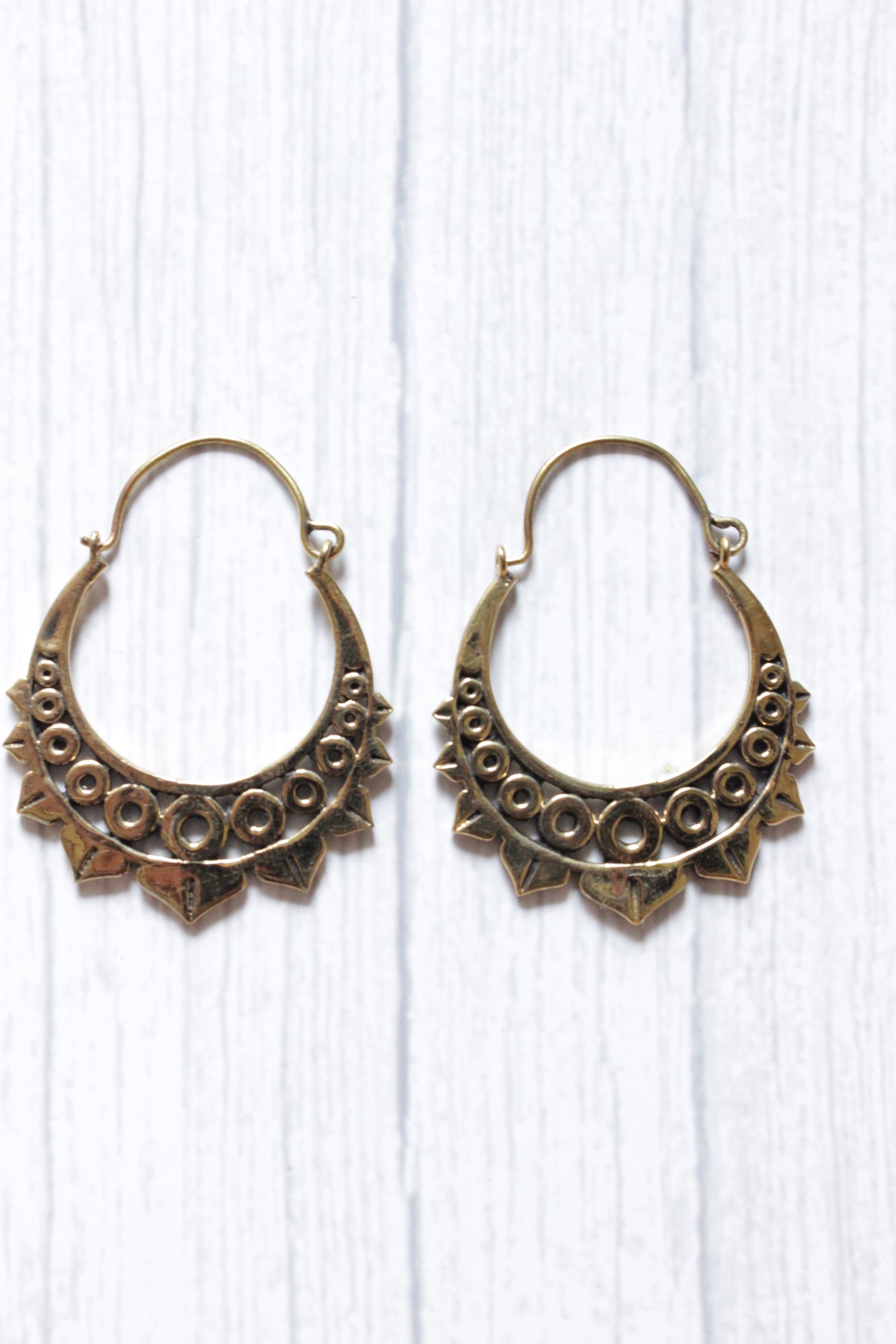 Brass Spiral Boho Hoop Earrings