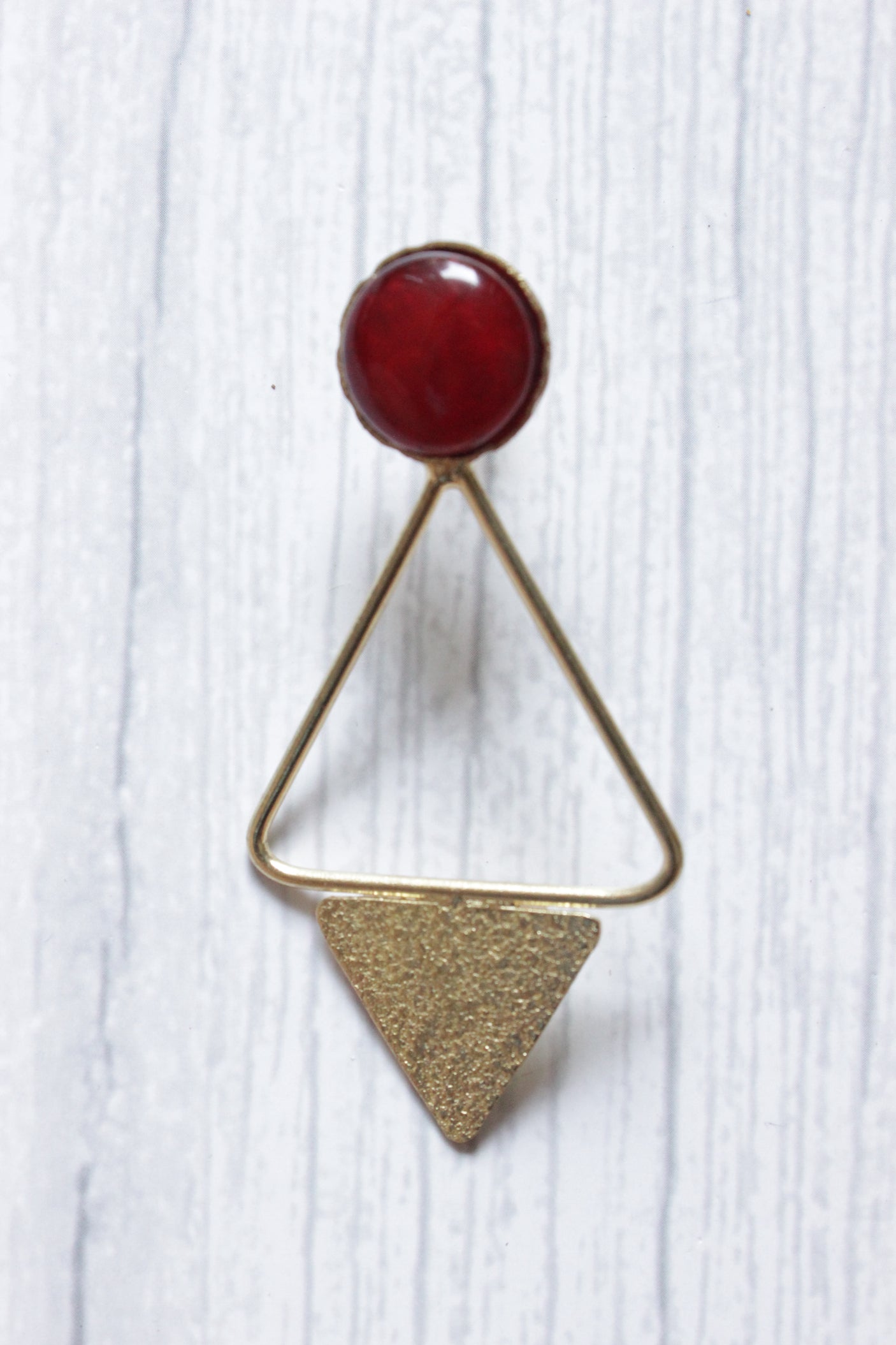 Ruby Natural Stone Brass Contemporary Earrings