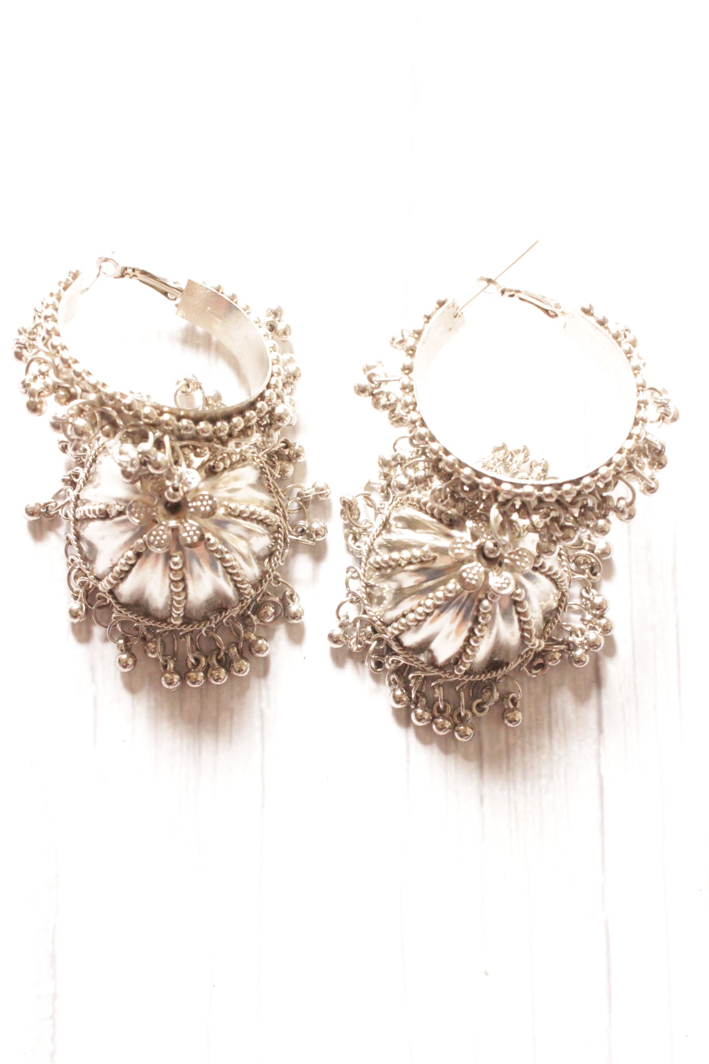 Oxidised Finish Dangler Hoop and Jhumka Earrings