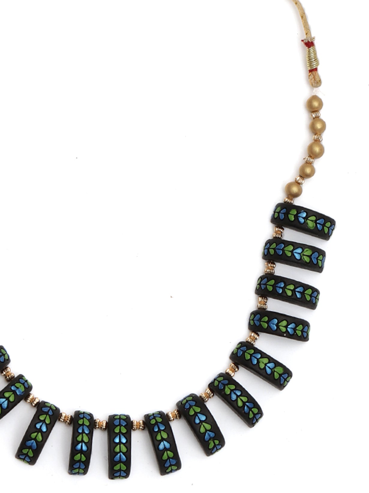 Leaf Painted Beaded Terracotta Necklace Set