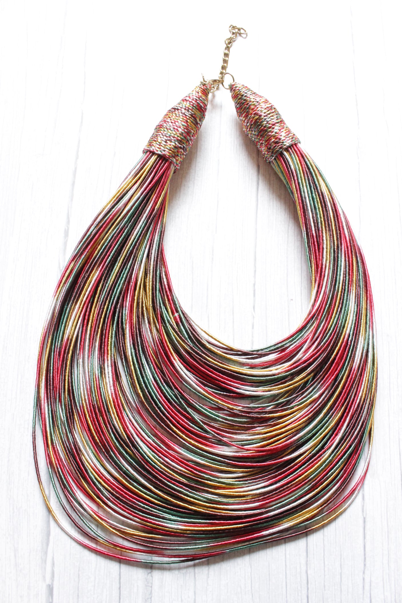 Multi-Color Handmade Silk Threads Multi-Layer Statement African Choker Necklace