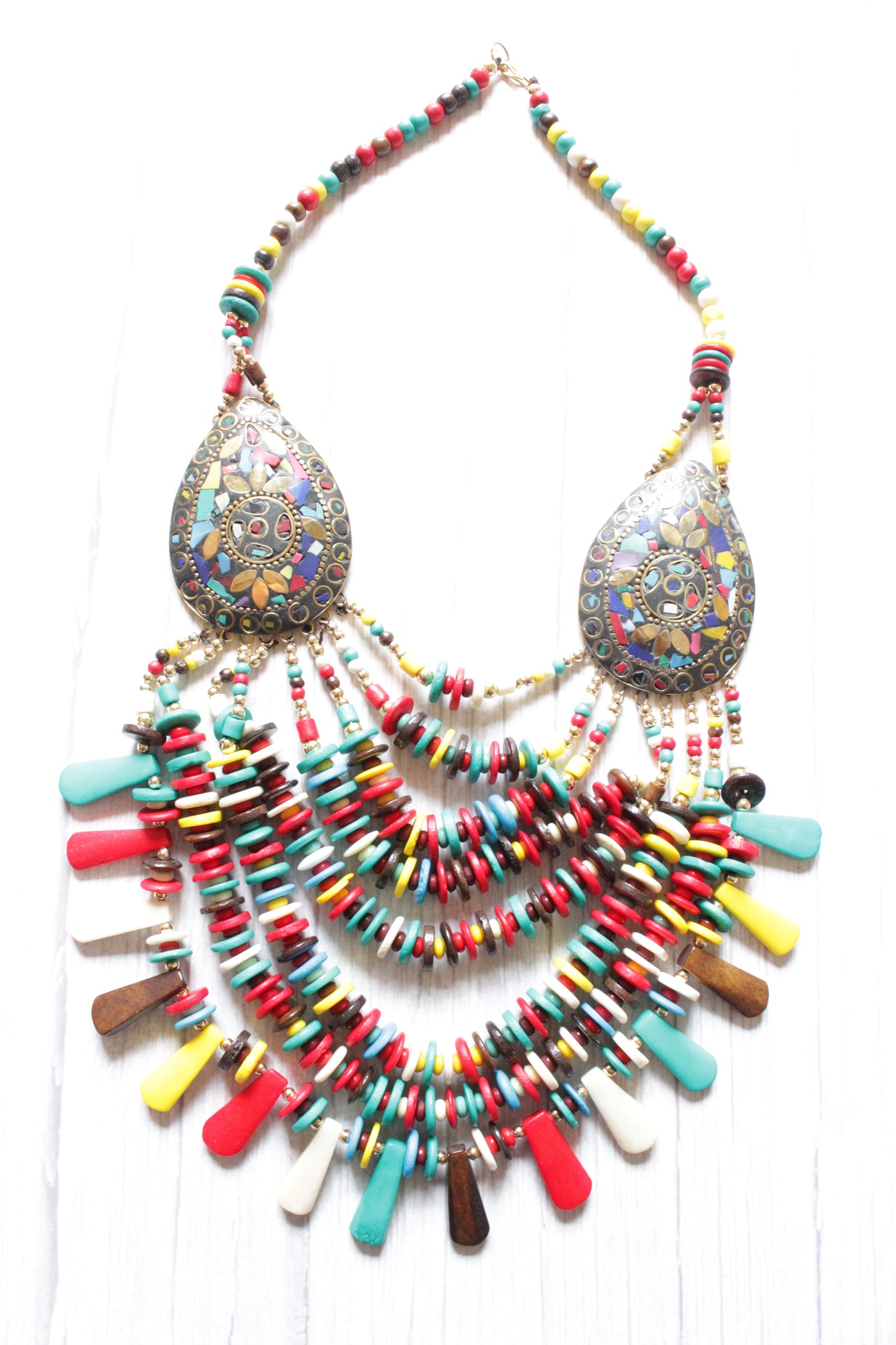 Multi-Color Beads Handcrafted Statement African Tribal Necklace