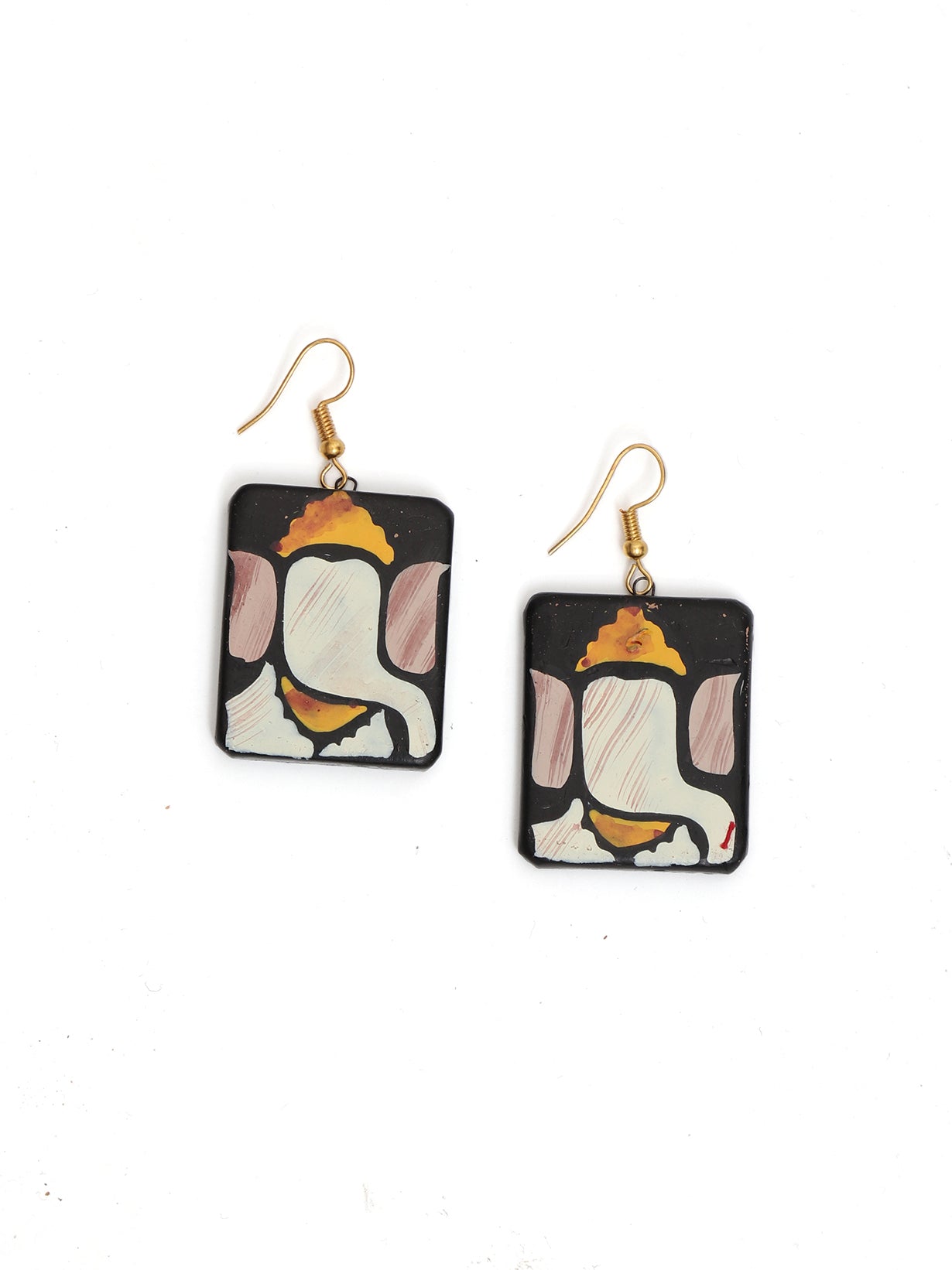 Handmade Ganesha Terracotta Necklace Set with Red Thread Closure