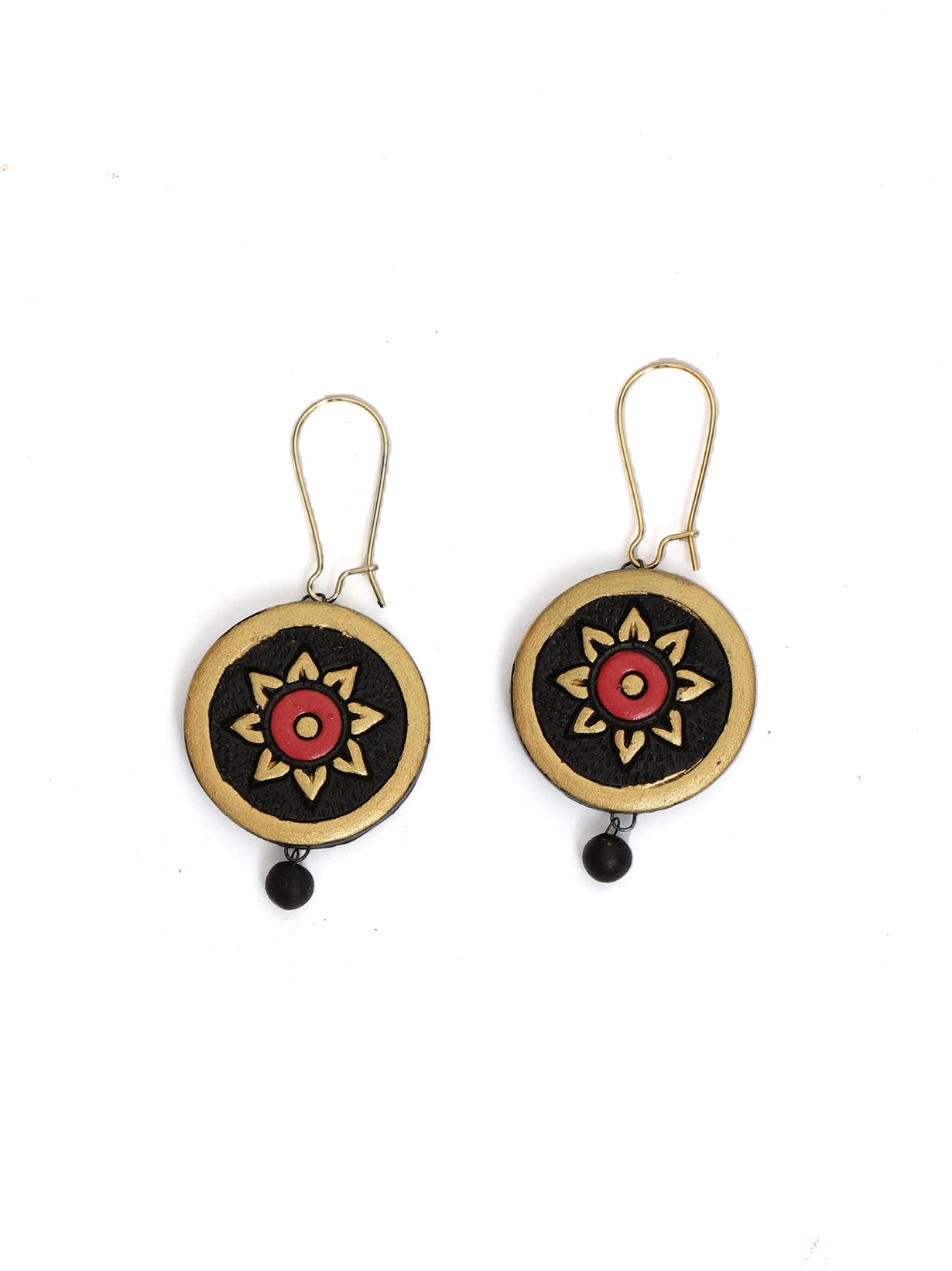 Elegant Handcrafted Black & Golden Terracotta Clay Necklace Set