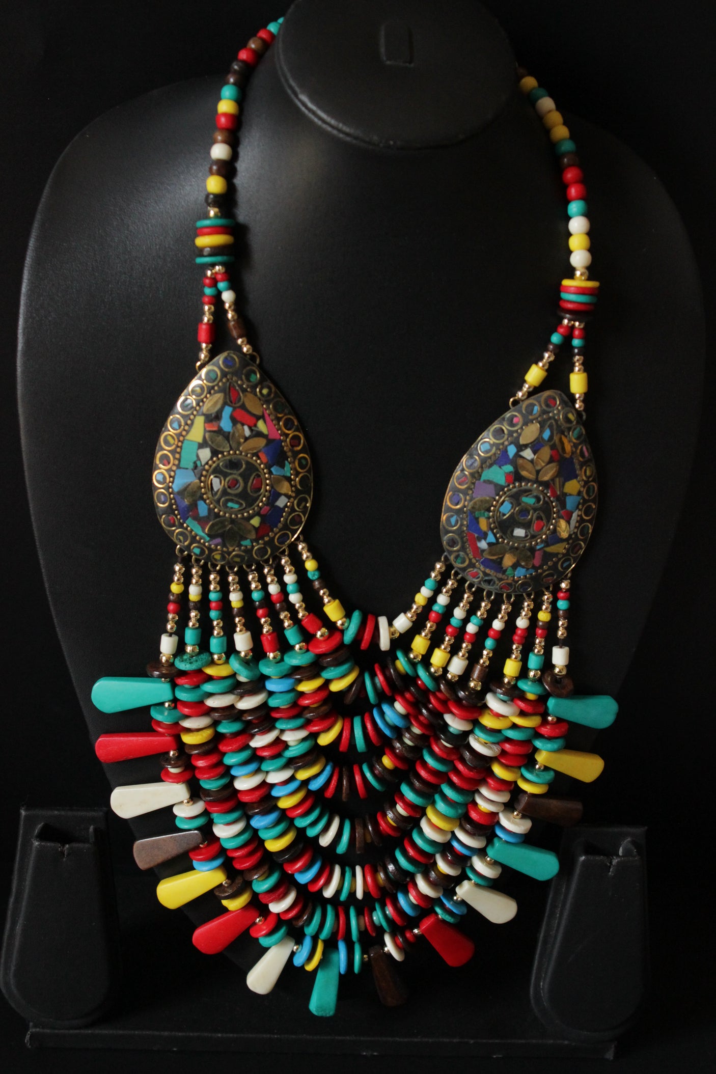 Multi-Color Beads Handcrafted Statement African Tribal Necklace