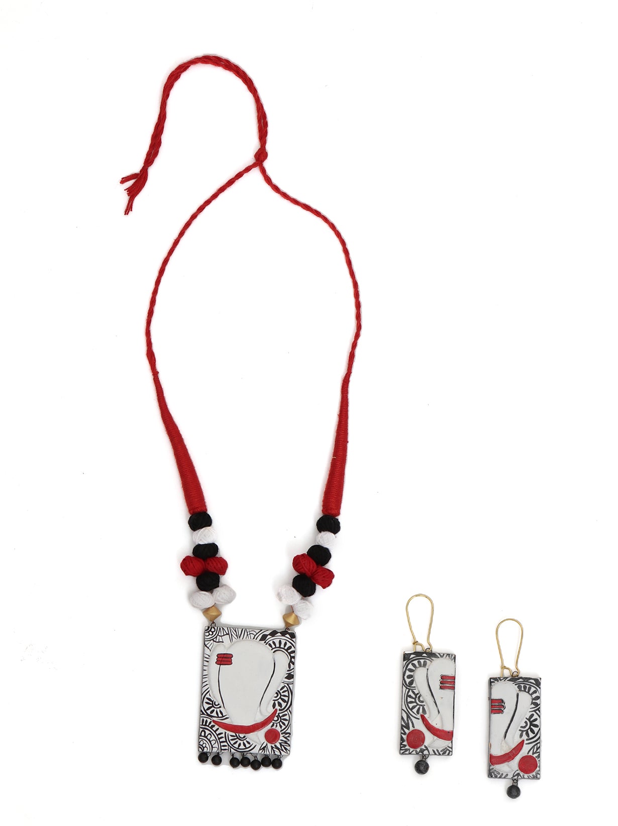 Ganesha Hand Painted Terracotta Necklace Set