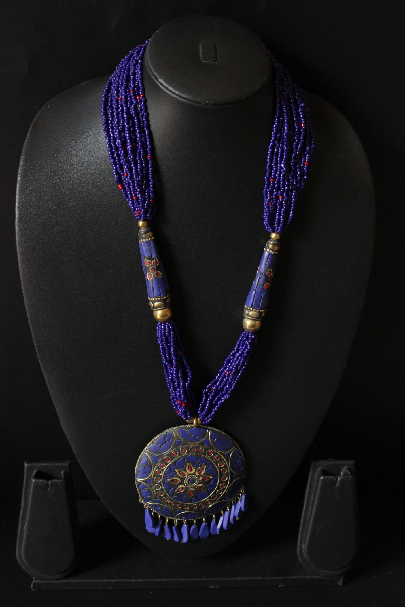 Purple Beads Handcrafted Long Tibetan Necklace
