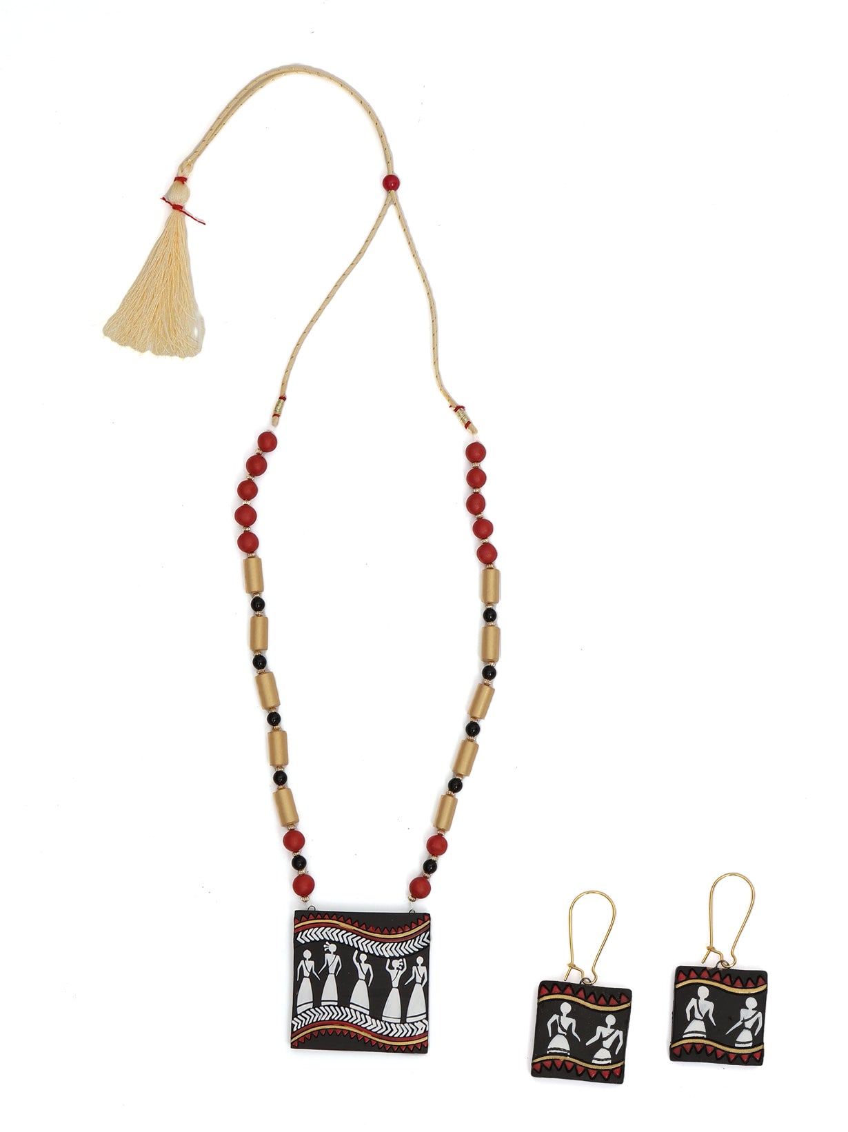 Tribal Motifs Beaded Terracotta Necklace Set