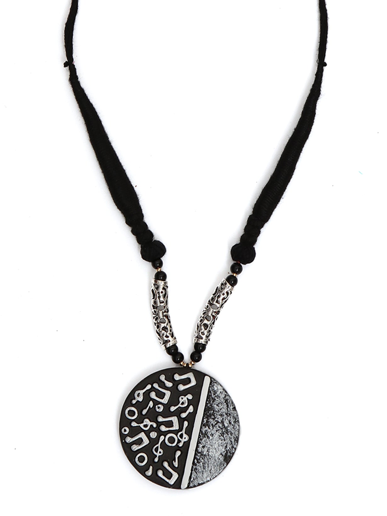 Musical Notes Handcrafted Terracotta Clay Necklace Set with Thread Closure