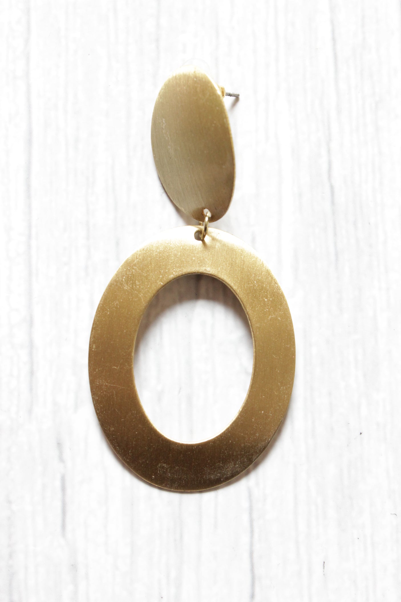 Modern Contemporary Brass Hoop Dangler Earrings