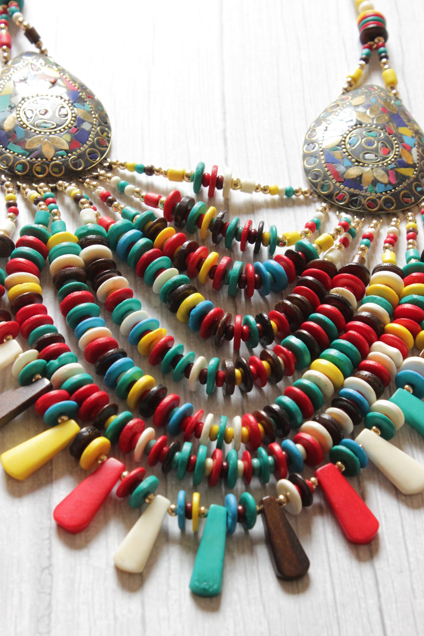 Multi-Color Beads Handcrafted Statement African Tribal Necklace