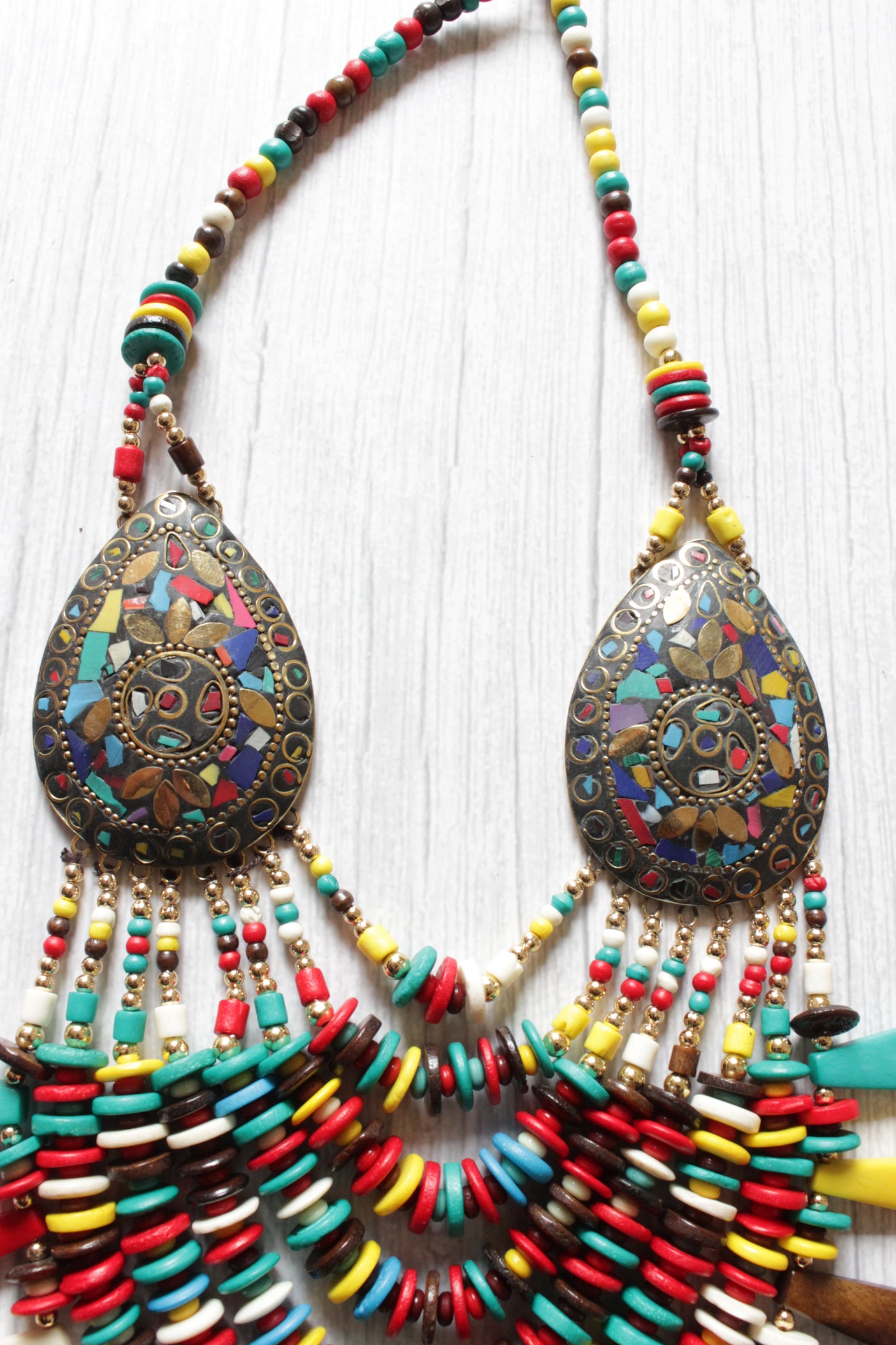Multi-Color Beads Handcrafted Statement African Tribal Necklace