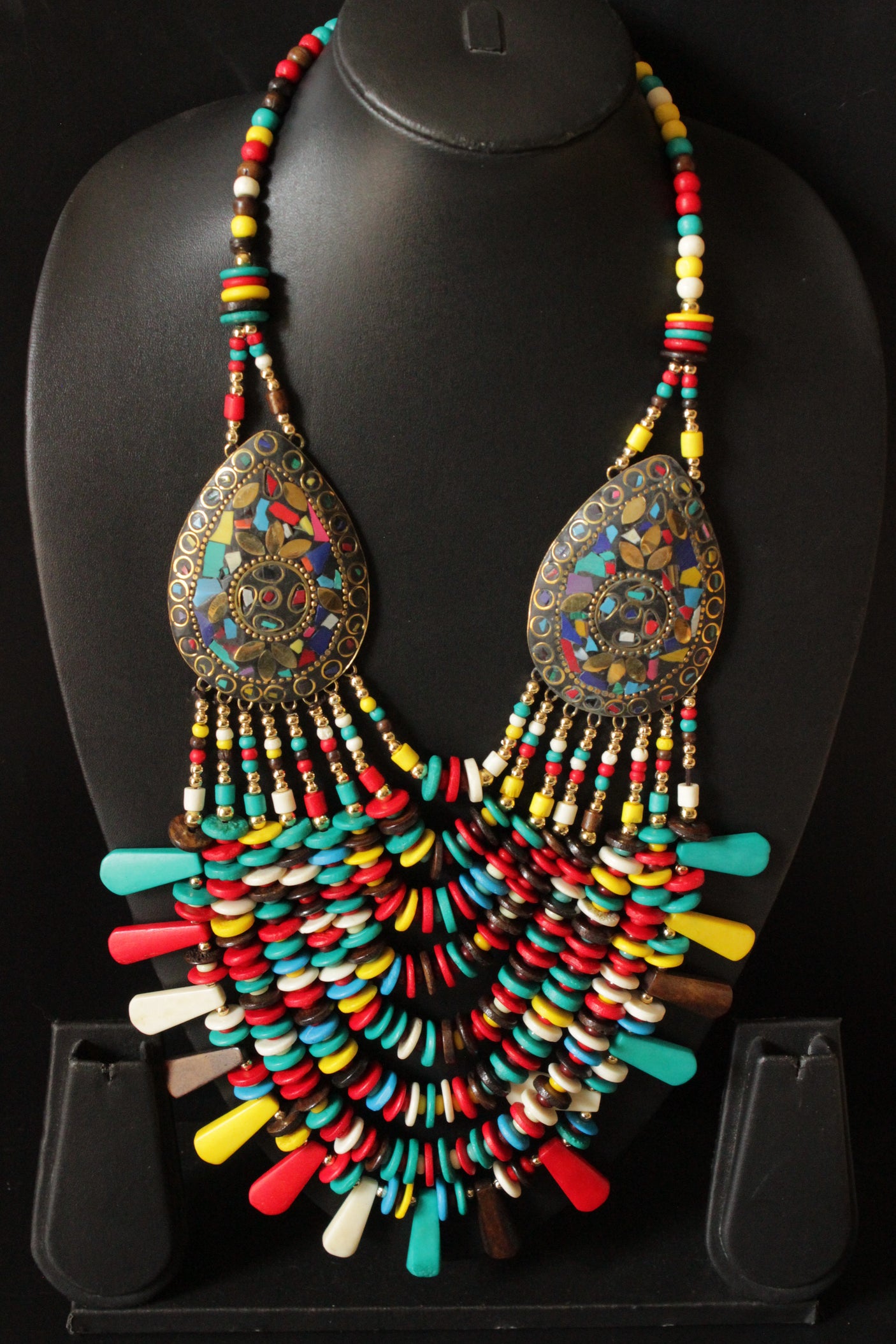 Multi-Color Beads Handcrafted Statement African Tribal Necklace