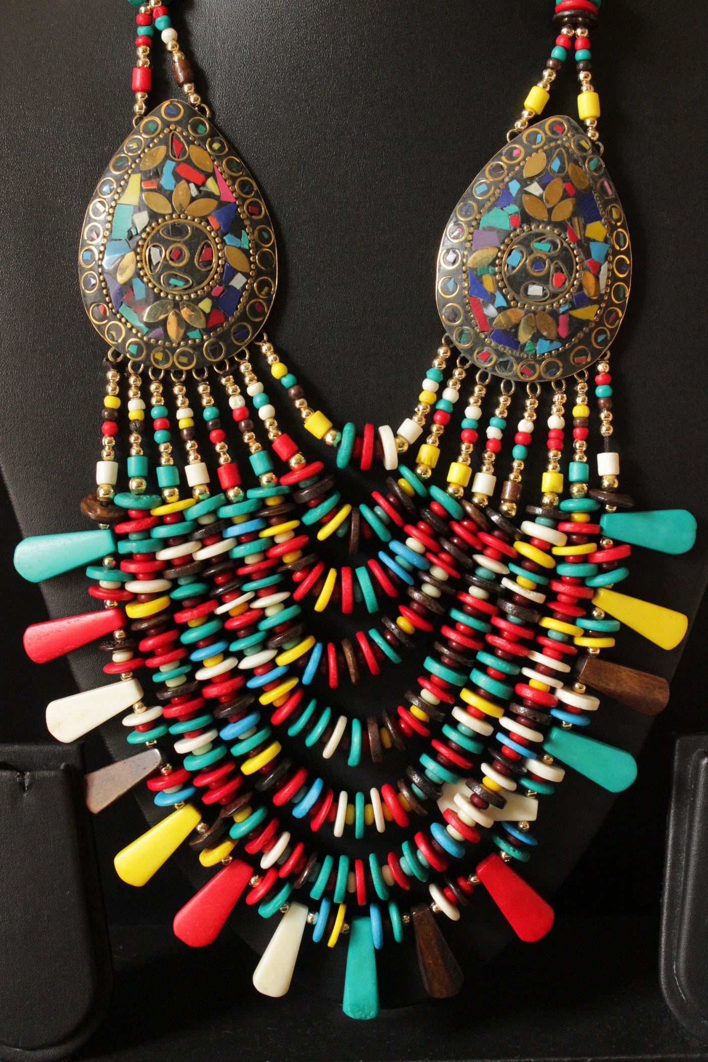 Multi-Color Beads Handcrafted Statement African Tribal Necklace