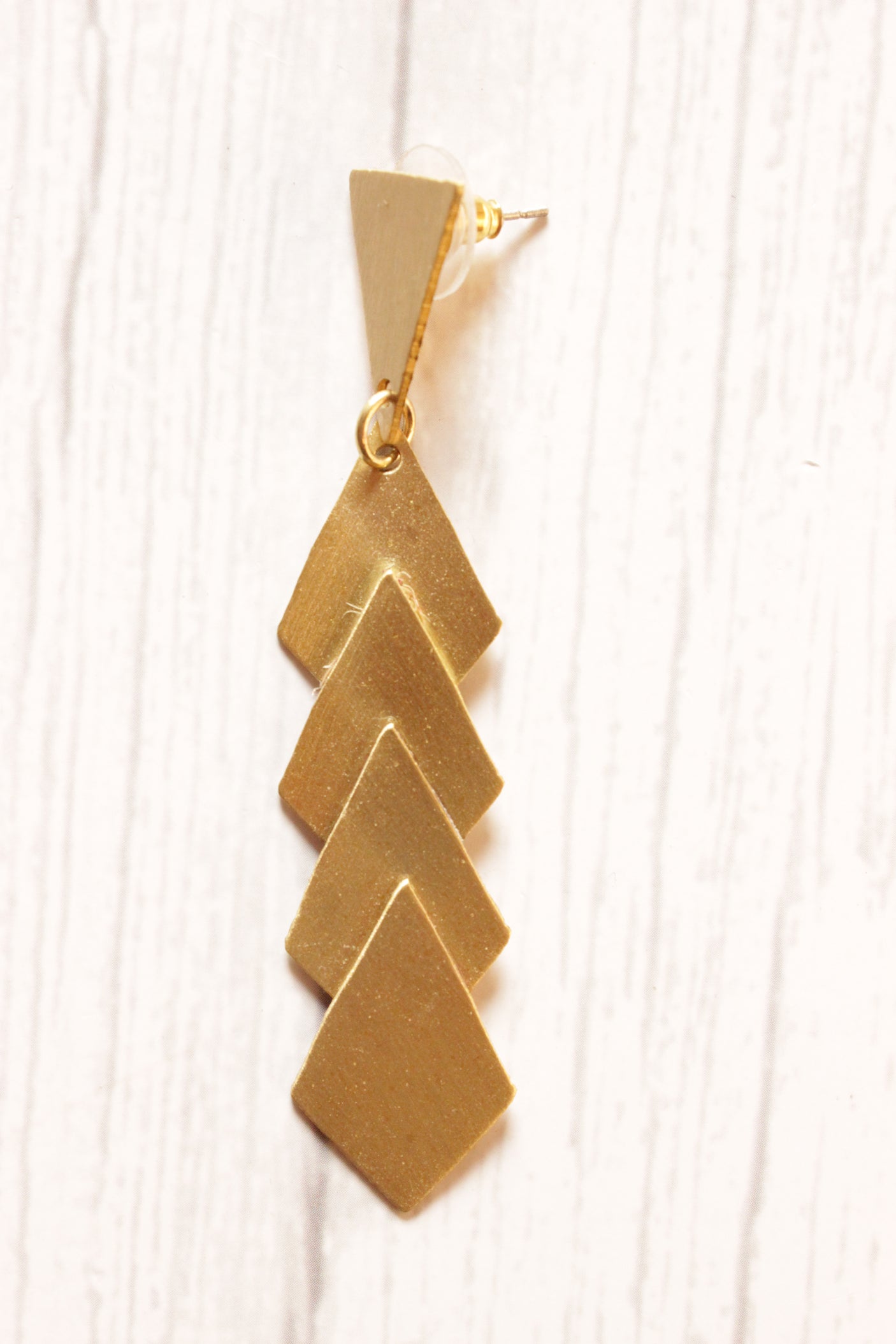 Brass Finish 4 Layer Geometric Shape Dangler Earrings