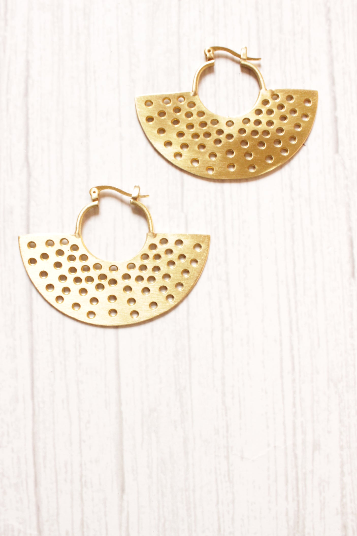 Brass Finish Modern Abstract Earrings