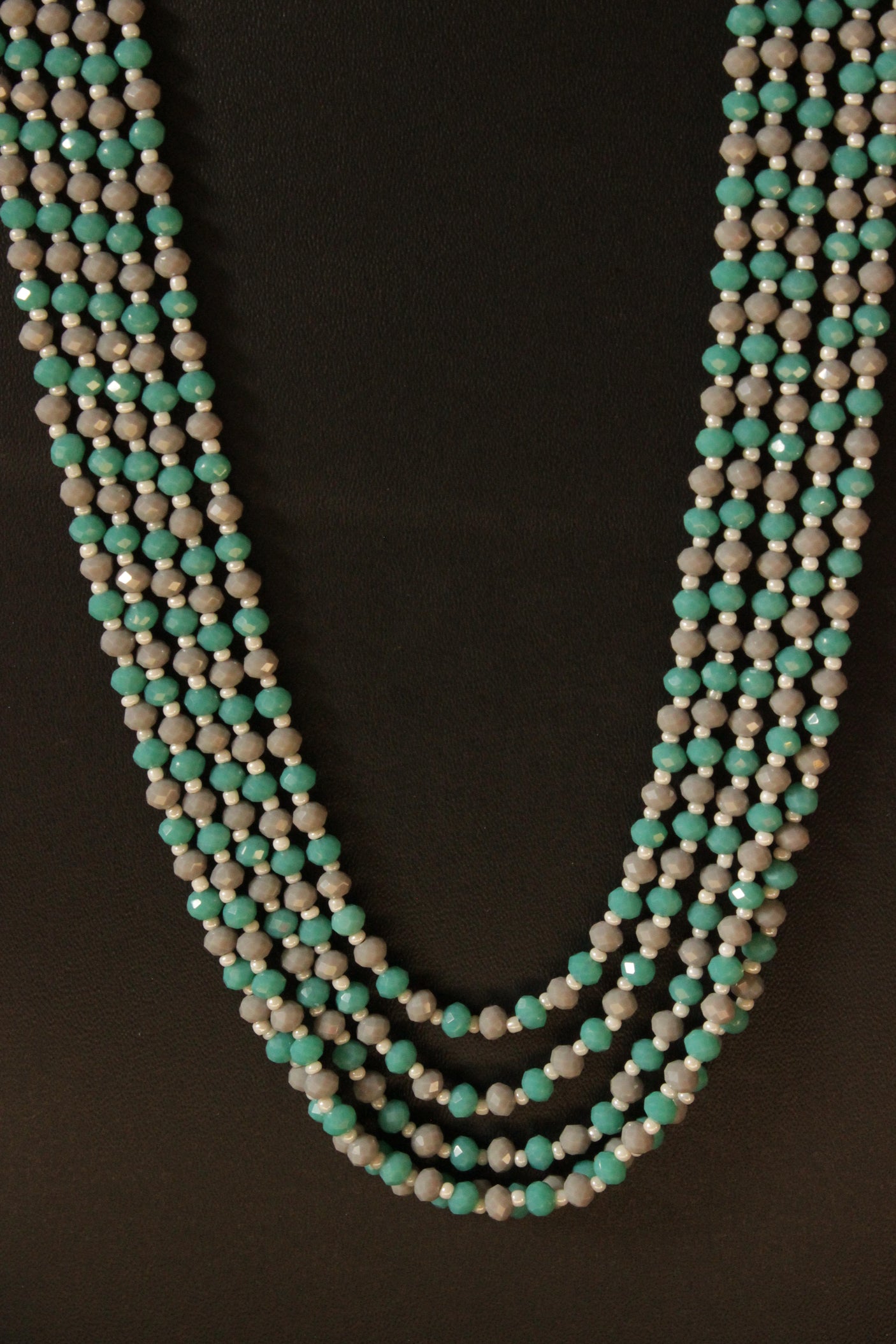 Multi-Layer Beaded Strings Antique Gold Finish Adjustable Length Necklace