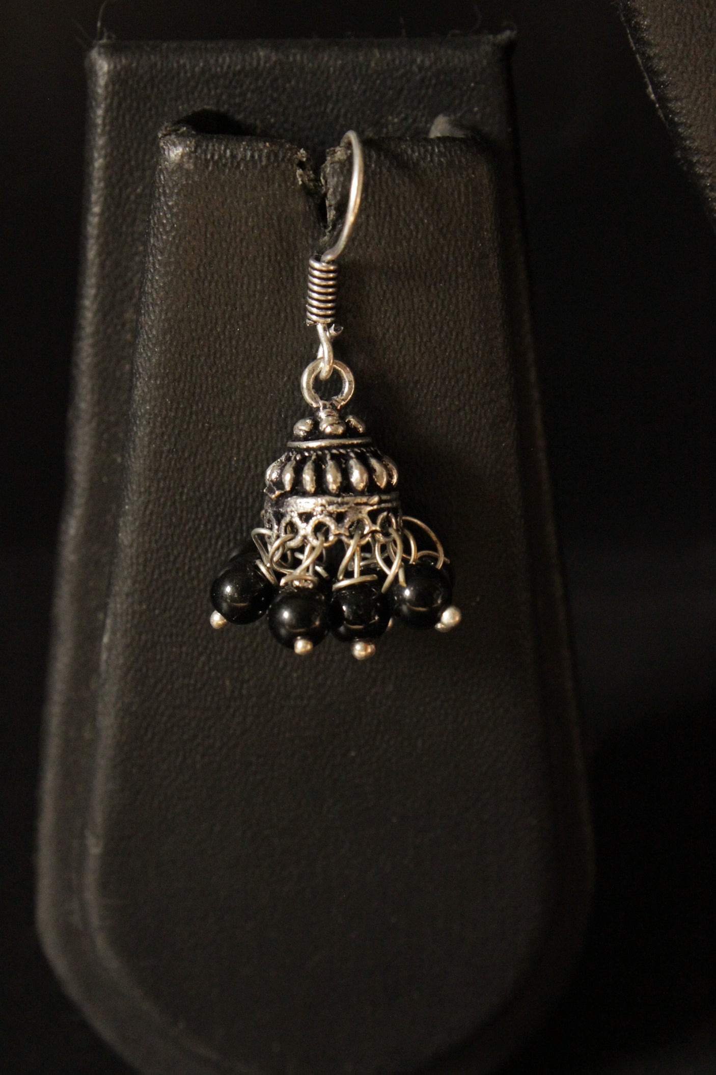 Peacock Motif Statement Hand Painted Pendant Silver Finish Thread Closure Necklace