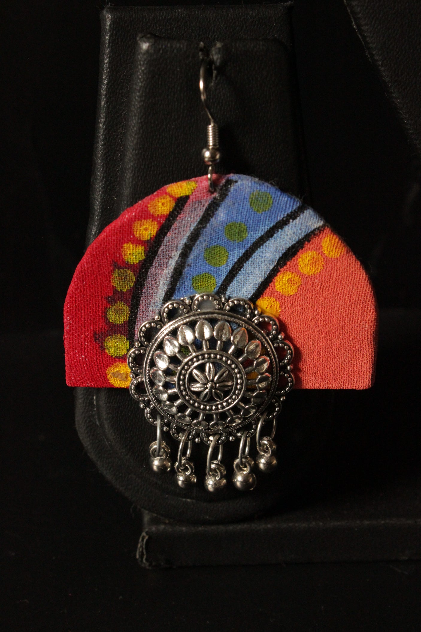 Hand Braided Multi-Color Threads Silver Finish Metal Charms Choker Necklace Set