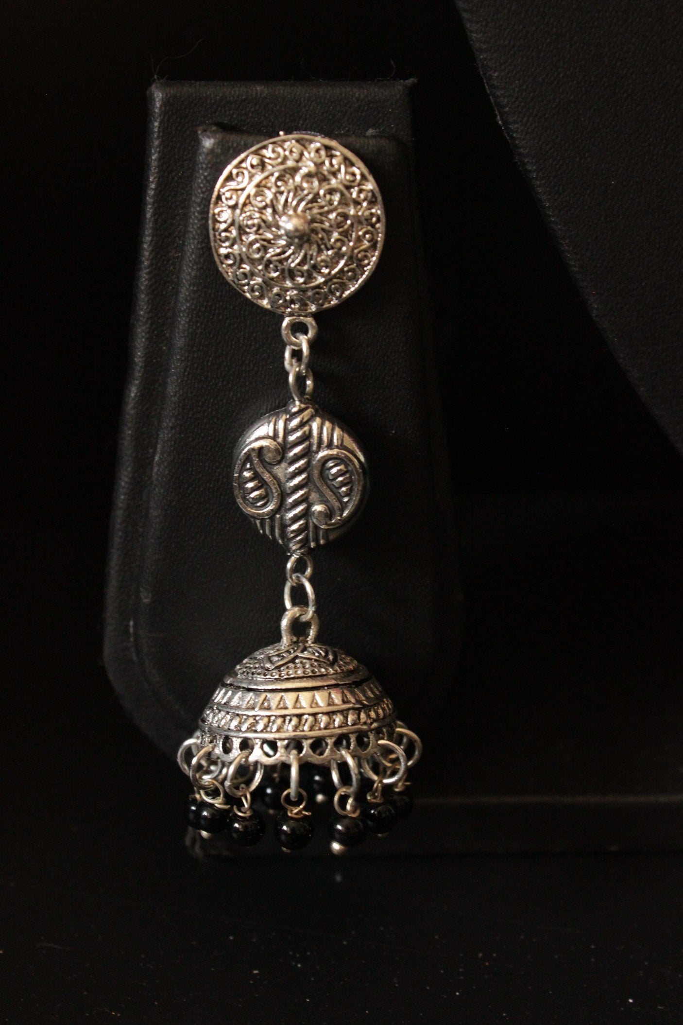 Pink and Orange Beads Hand Beaded Necklace Set with Jhumka Earrings