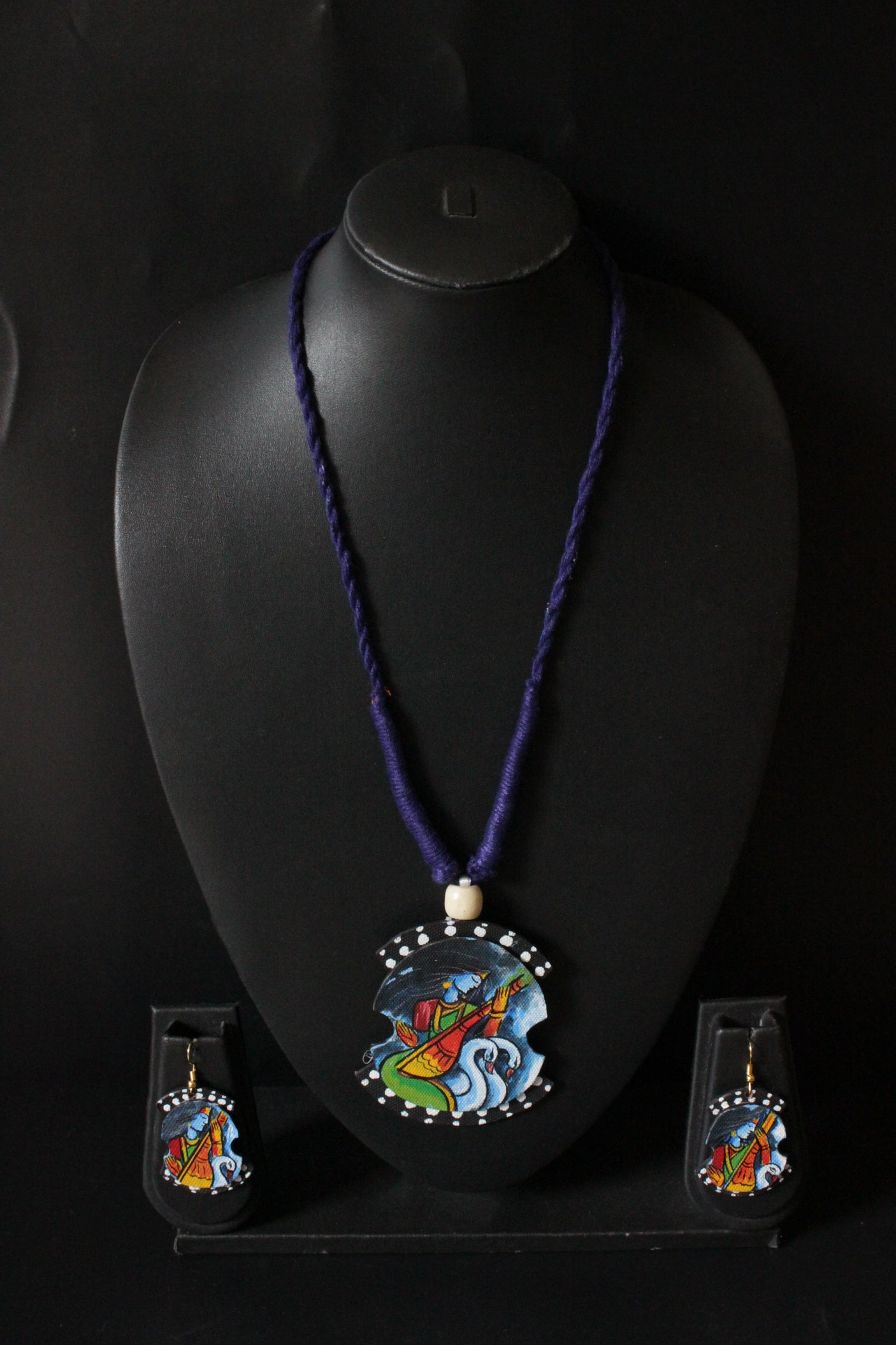 Hand Painted Religious Motif Necklace Set