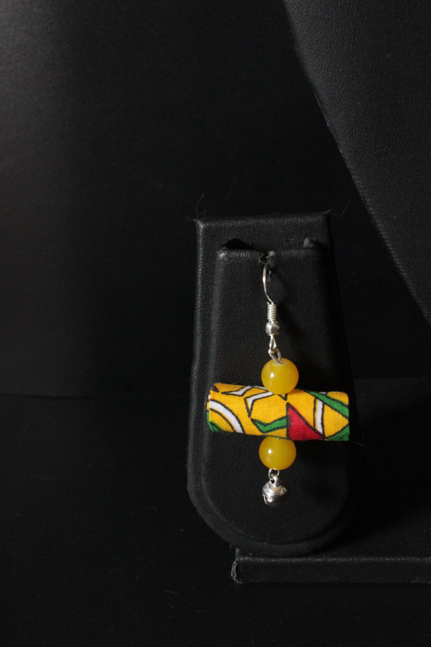 Vibrant Yellow Fabric and Stones Peacock Metal Pendant Necklace Set