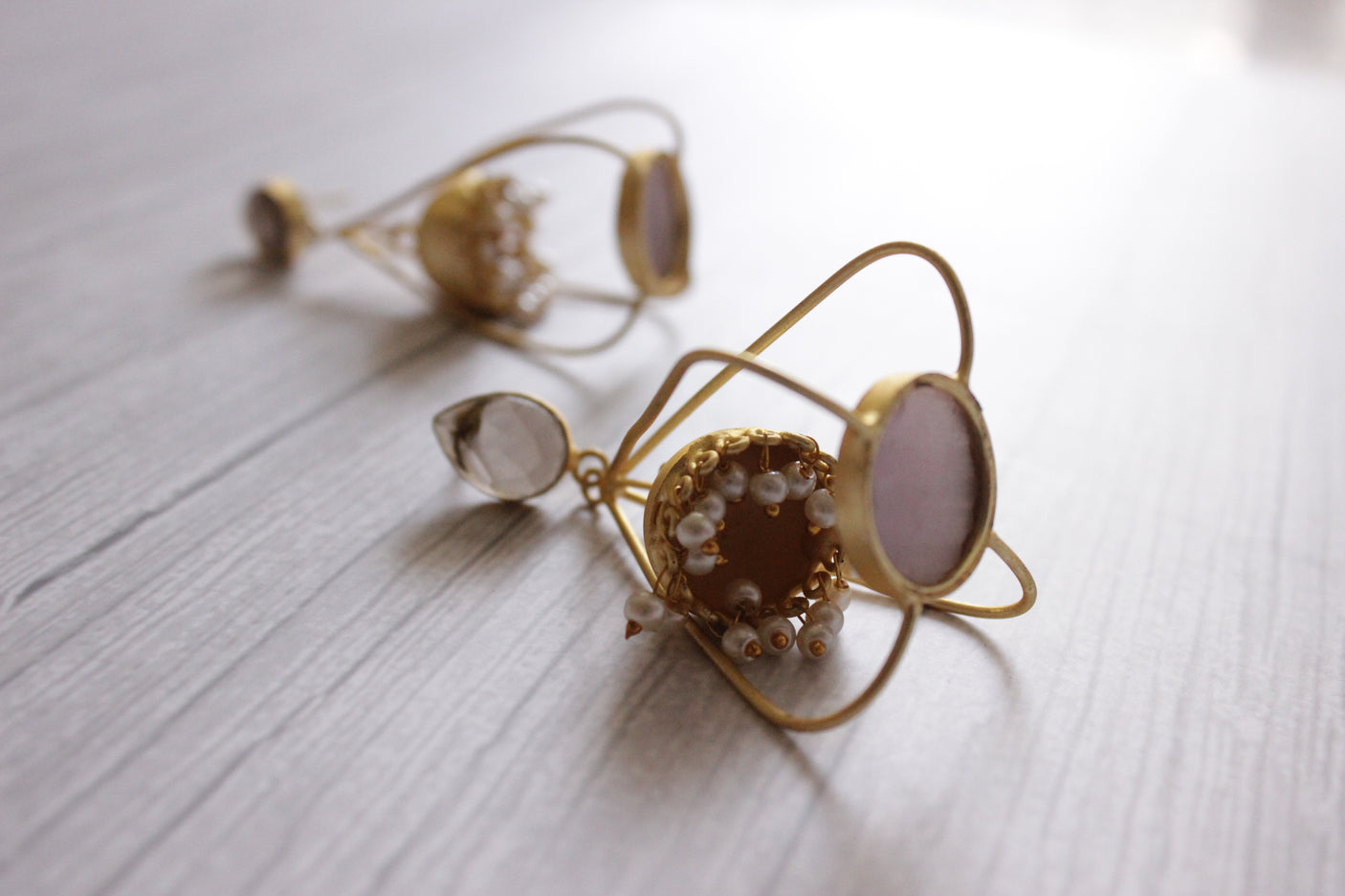 Elegant Brass Lantern Shape Dangler Jhumka Earrings