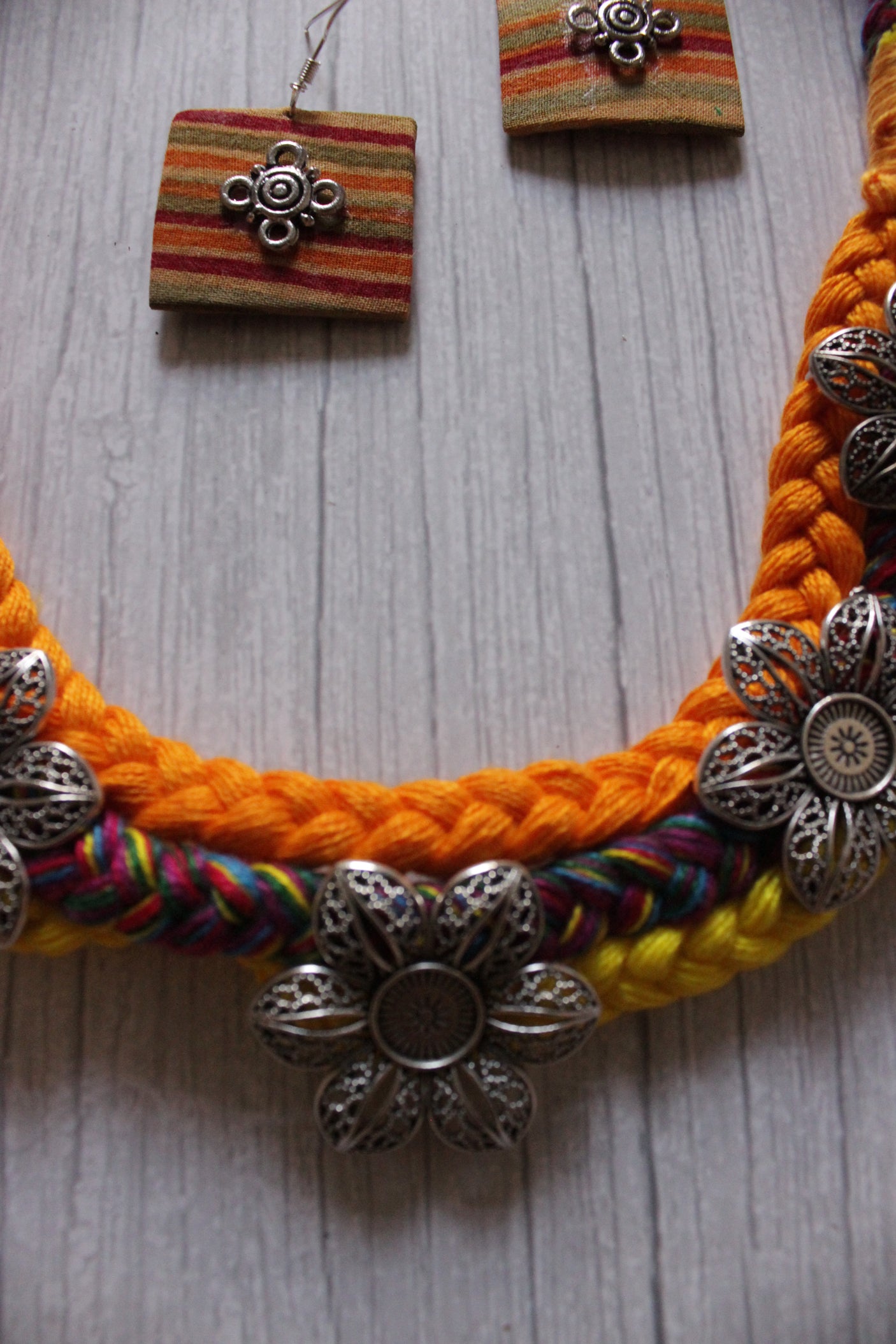 Multi-Color Braided Threads Handmade Necklace Set