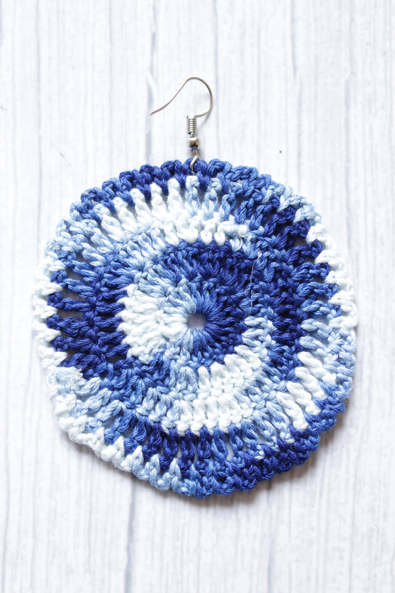 Shades of Blue Circular Handcrafted Crochet Stud Earrings A Local Tribe