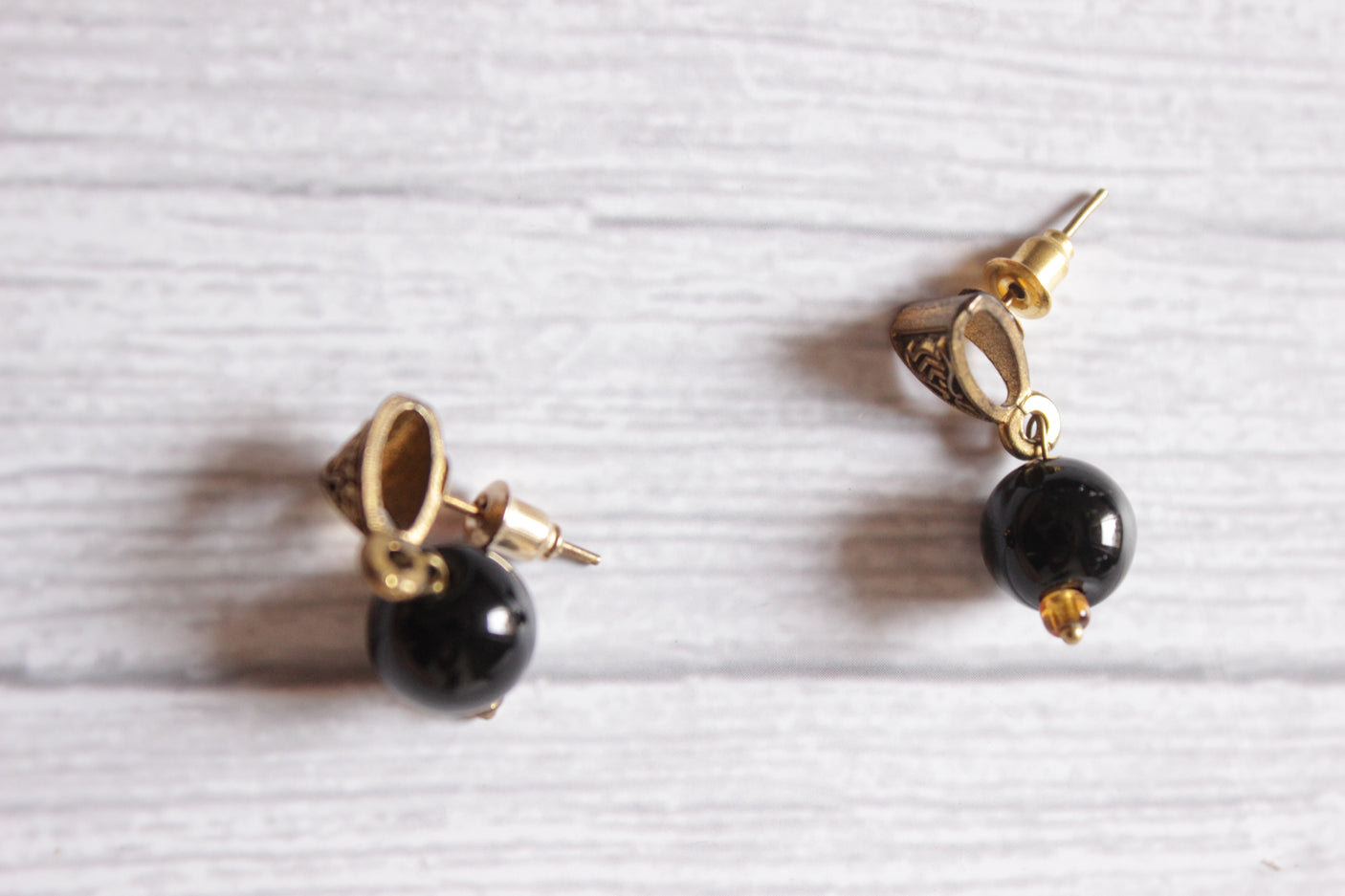 Gold-Toned GP Black Pearl Necklace Set