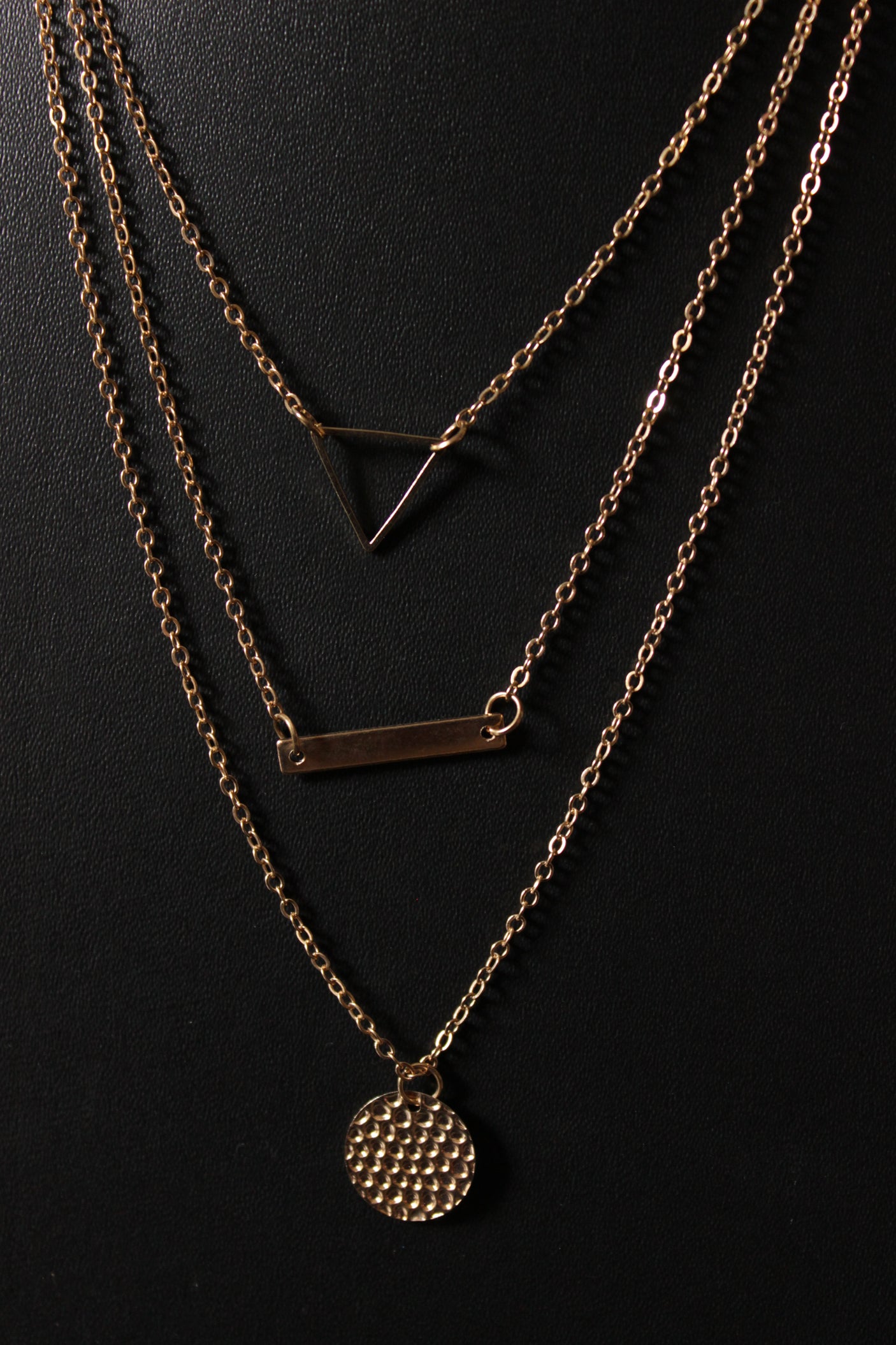 3 Layered Gold Plated Geometric Shapes Necklace