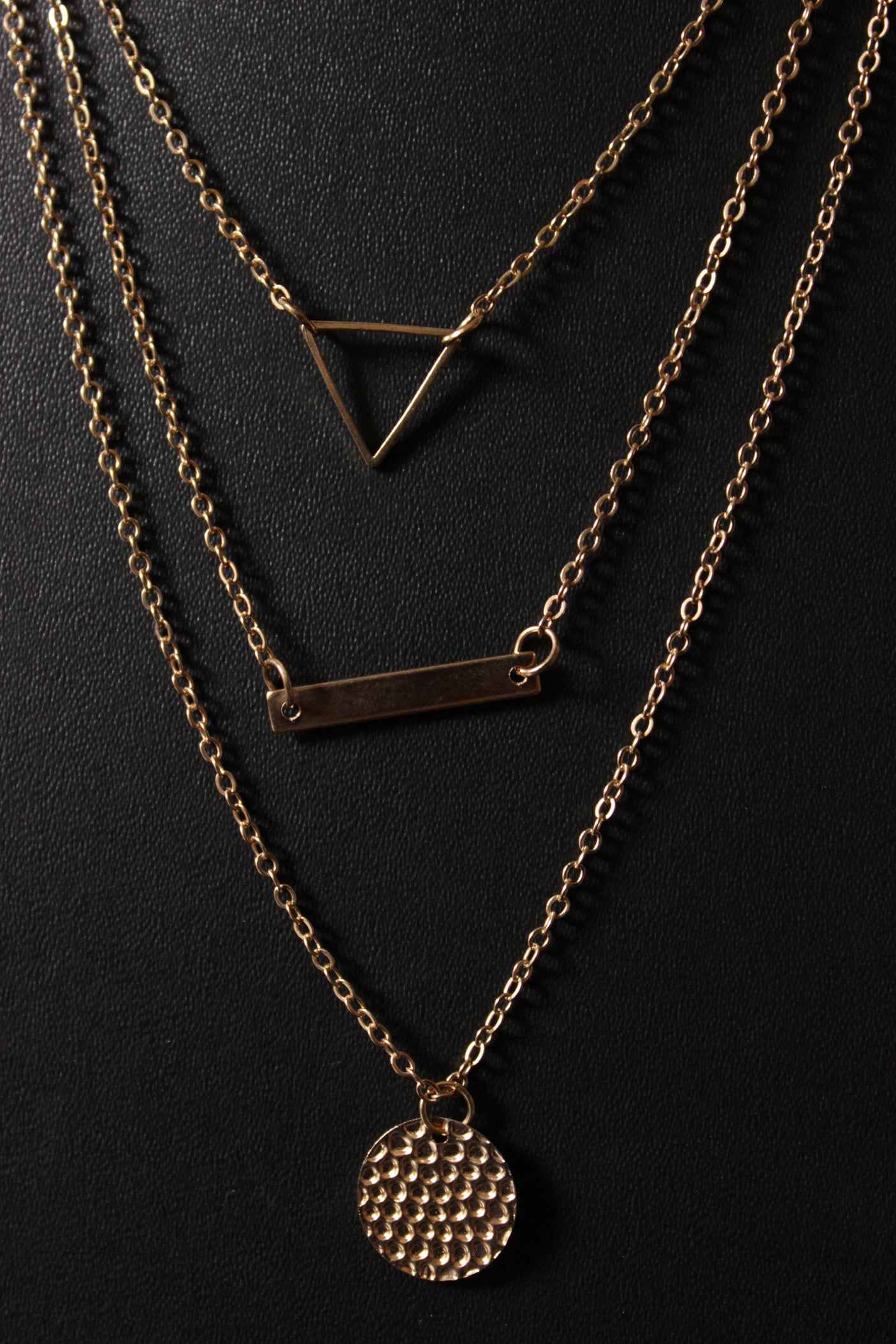 3 Layered Gold Plated Geometric Shapes Necklace