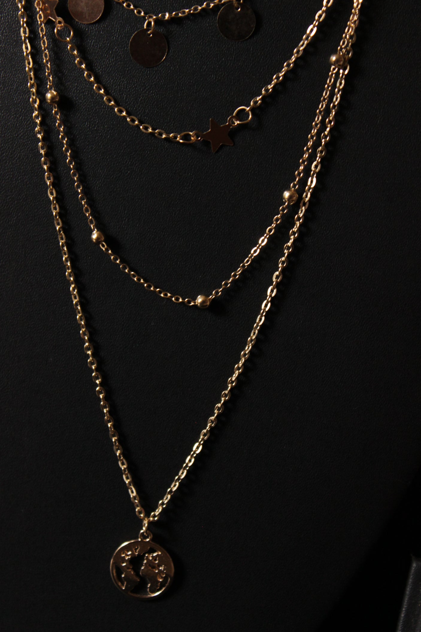 4 Layered Exquisite Gold Plated Multi Strand Necklace