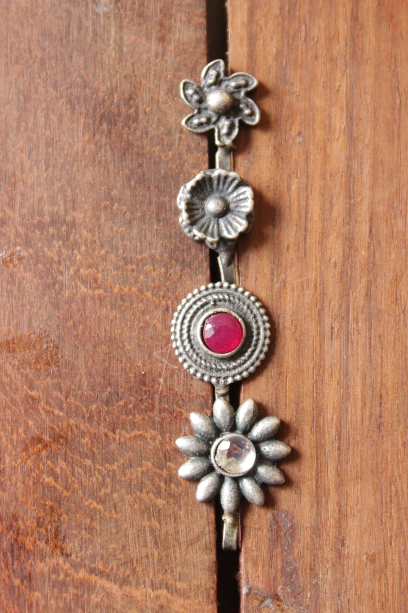 Set of Four Oxidised Finish Clip On Nosepins