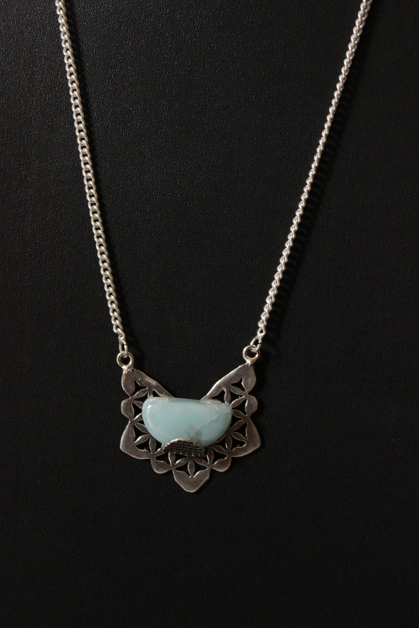 D Shape Caribbean Larimar Gemstone Necklace