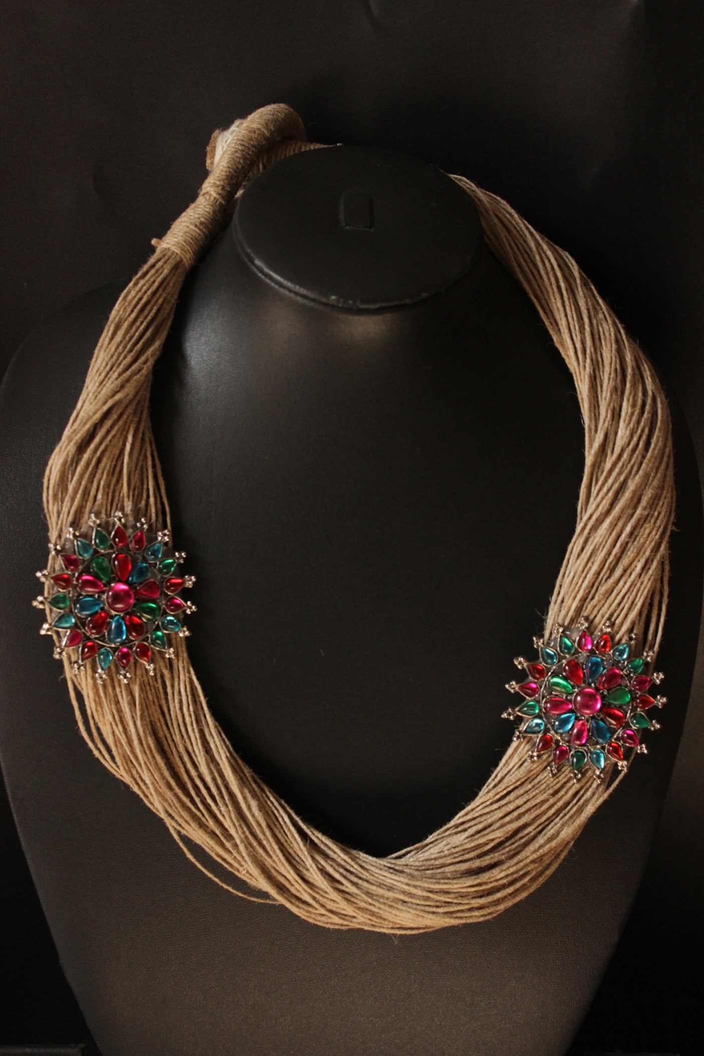 Multiple Jute Strings Hand Braided Afghani Necklace