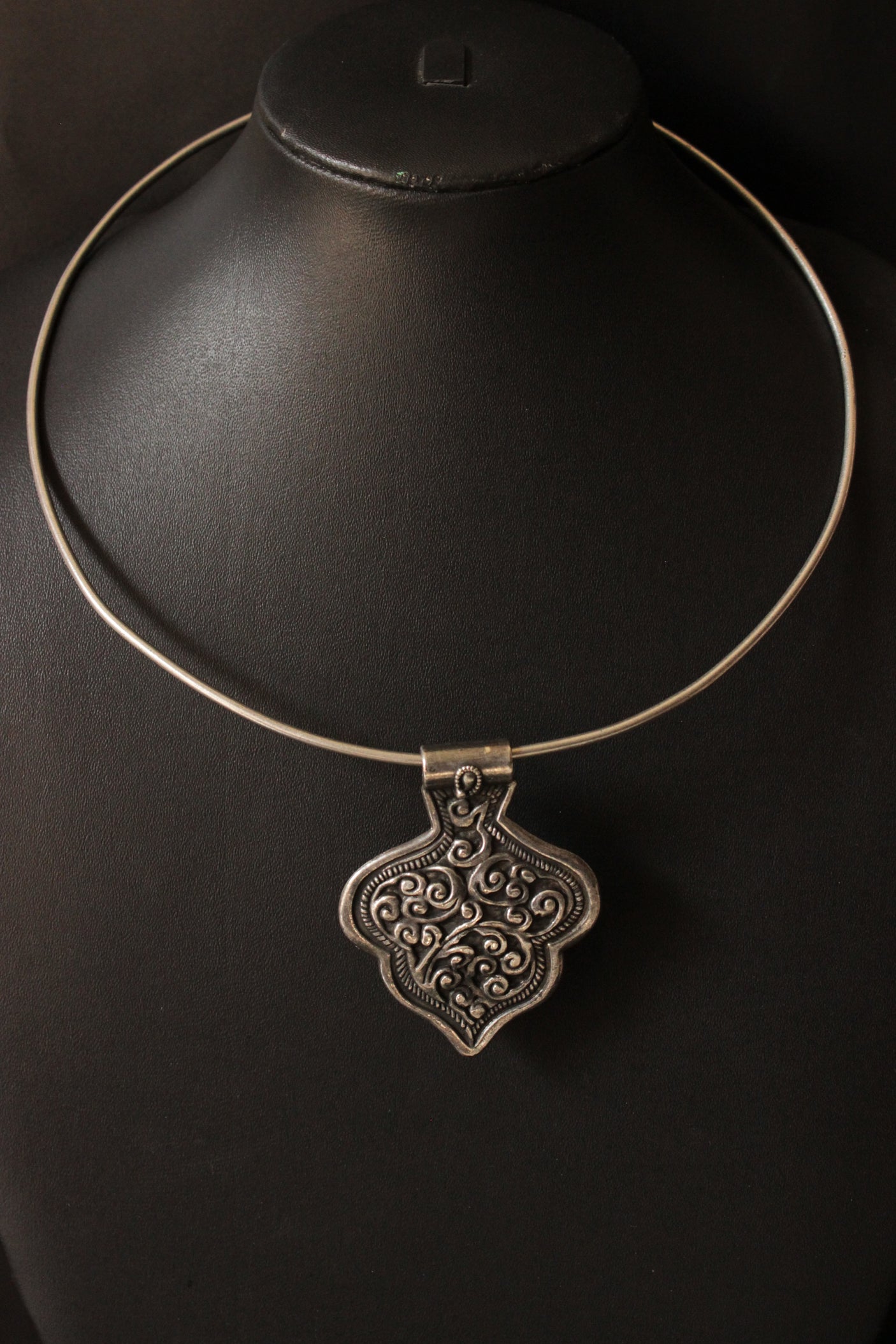 Minimal Statement Pendant Metal Closure Premium Oxidised Finish Brass Necklace